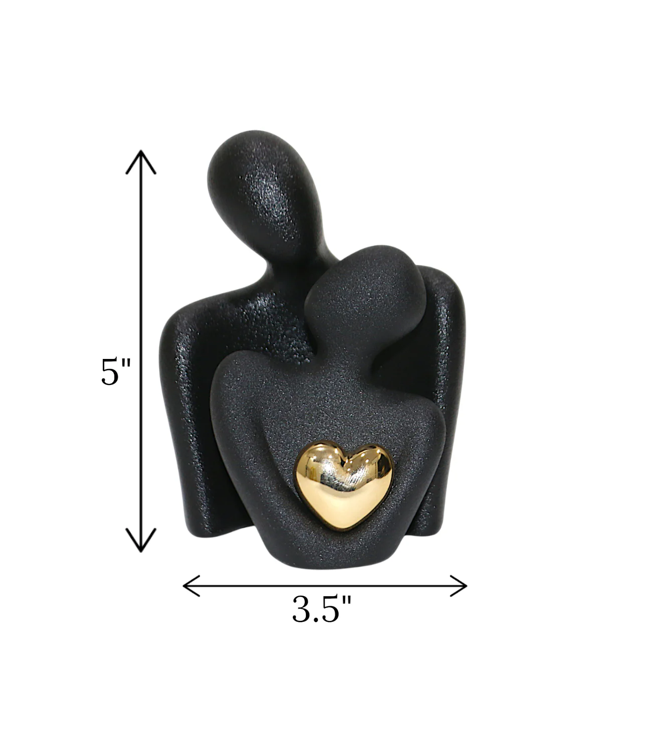 statue couple & golden heart black china "5x3.5" - Image 2