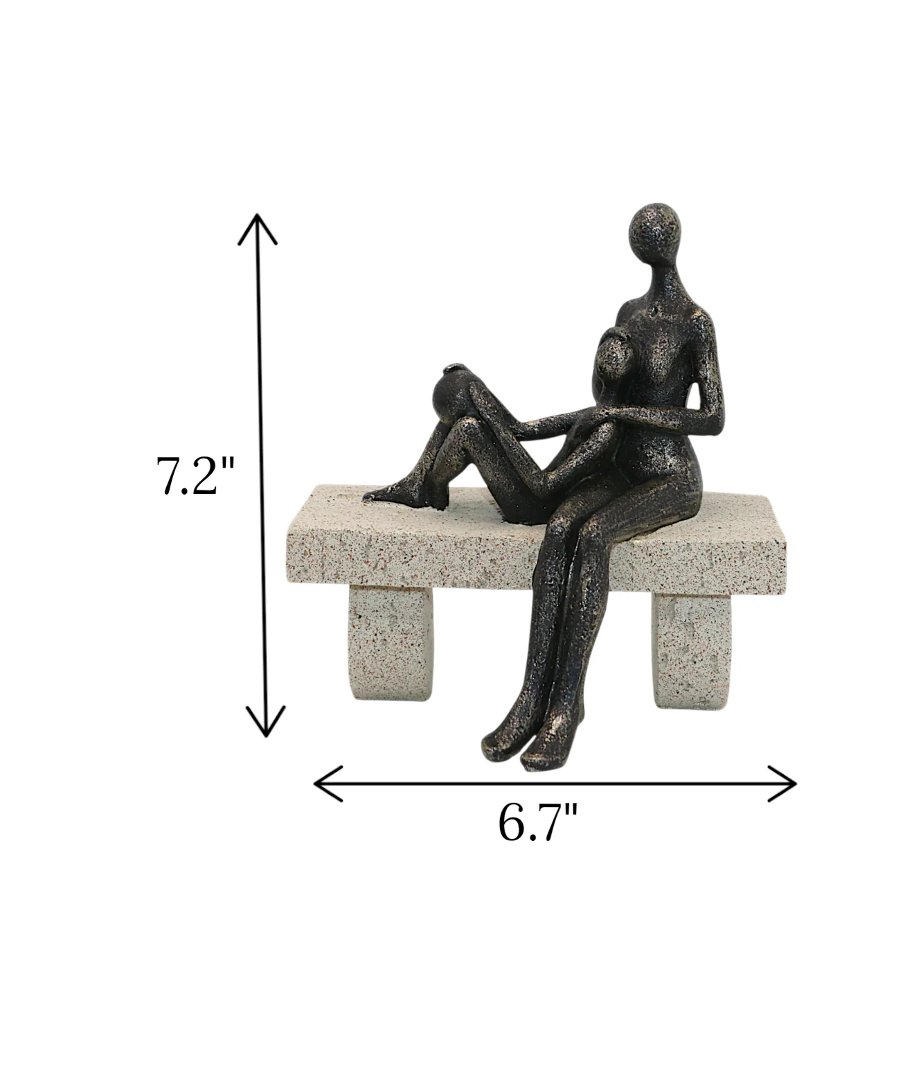 statue couple sitting on bench black china 7.2x6.7 - Image 2