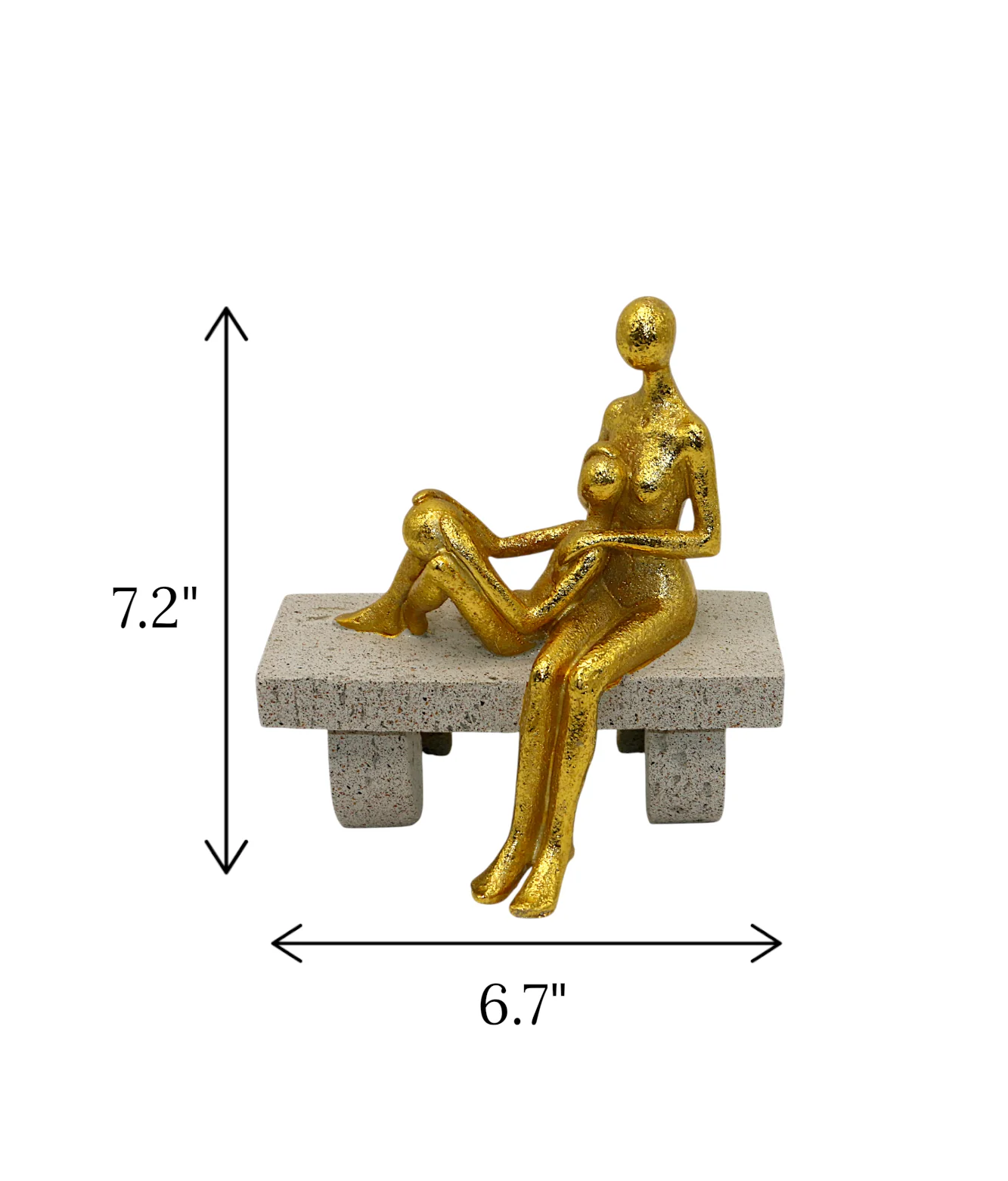 statue couple sitting on bench golden china 7.2x6.7 - Image 2