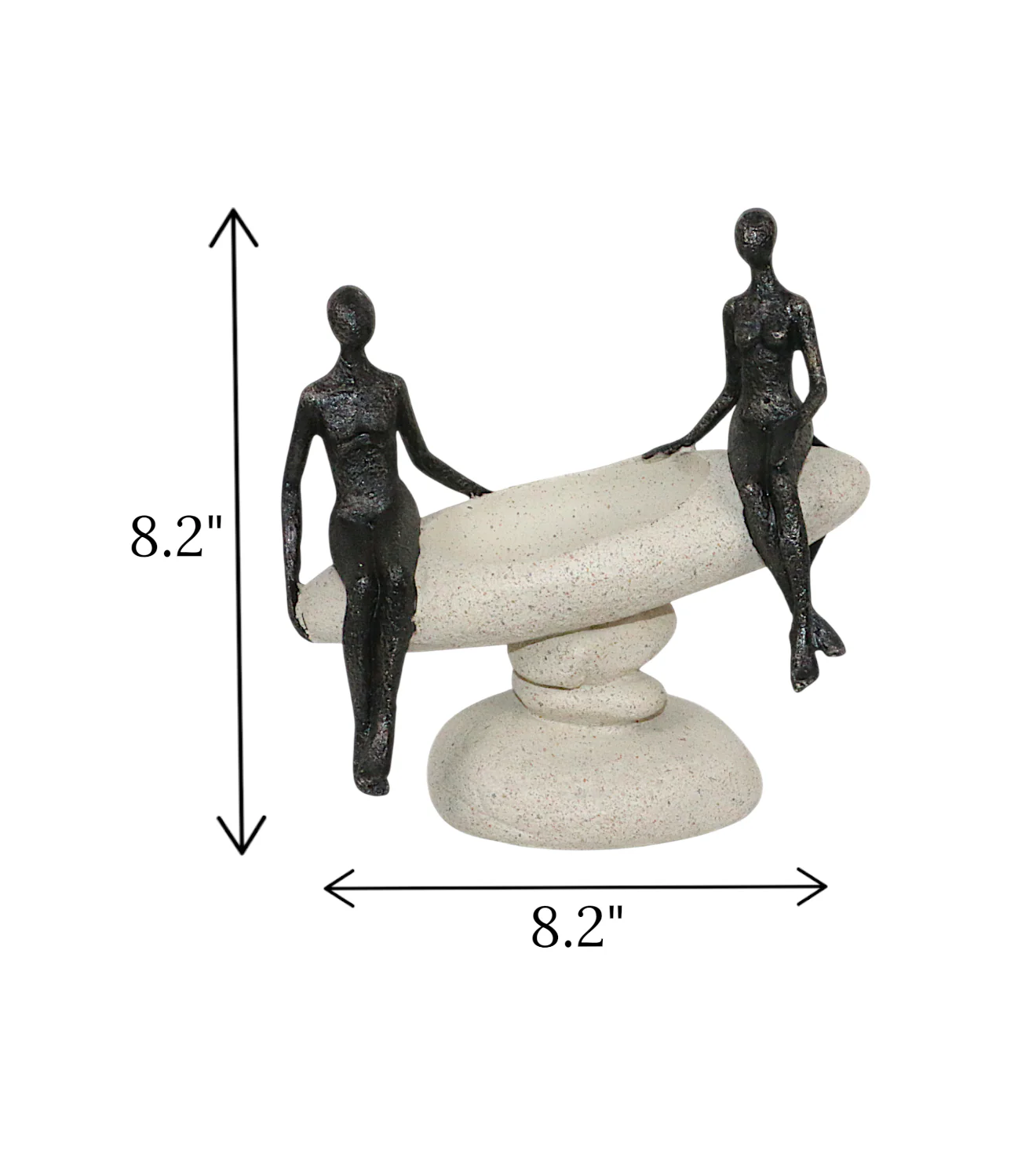 statue couple sitting on rock black china 8.2x8.2 - Image 2