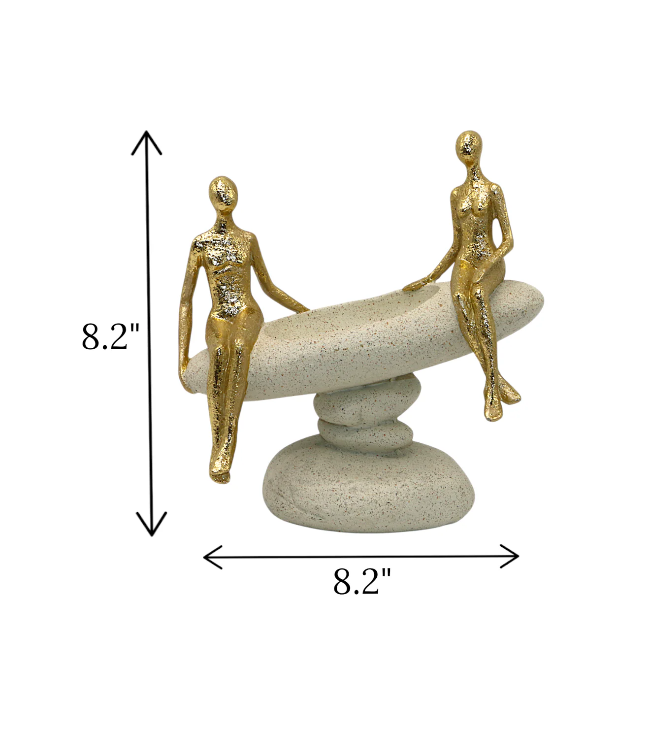 statue couple sitting on rock golden china 8.2x8.2 - Image 2