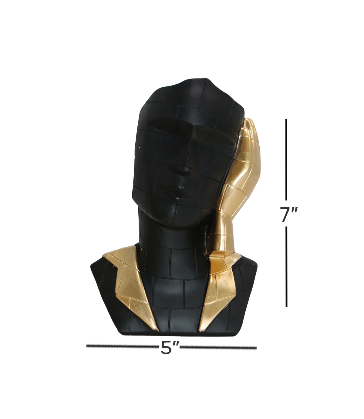 statue face black with golden hand china (7"x5") - Image 3