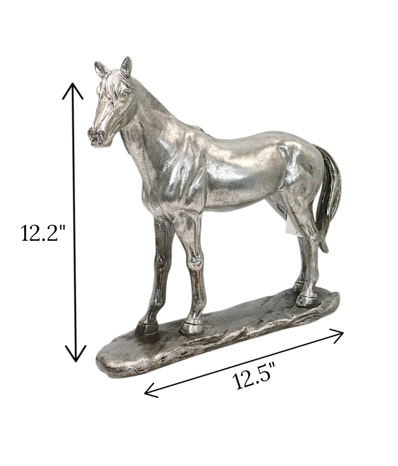 statue horse silver large china 12.2"x12.5" - Image 2