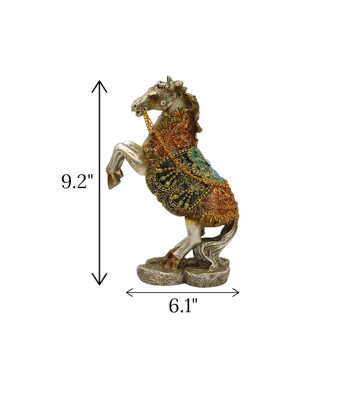 statue horse with chain antique multi medium china 9.2x6.1 - Image 2