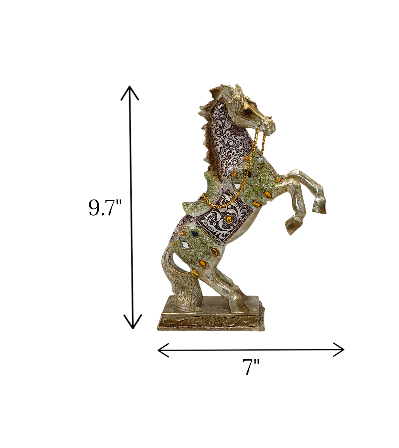 statue horse with chain jumping multi small china 9.7x7 - Image 2