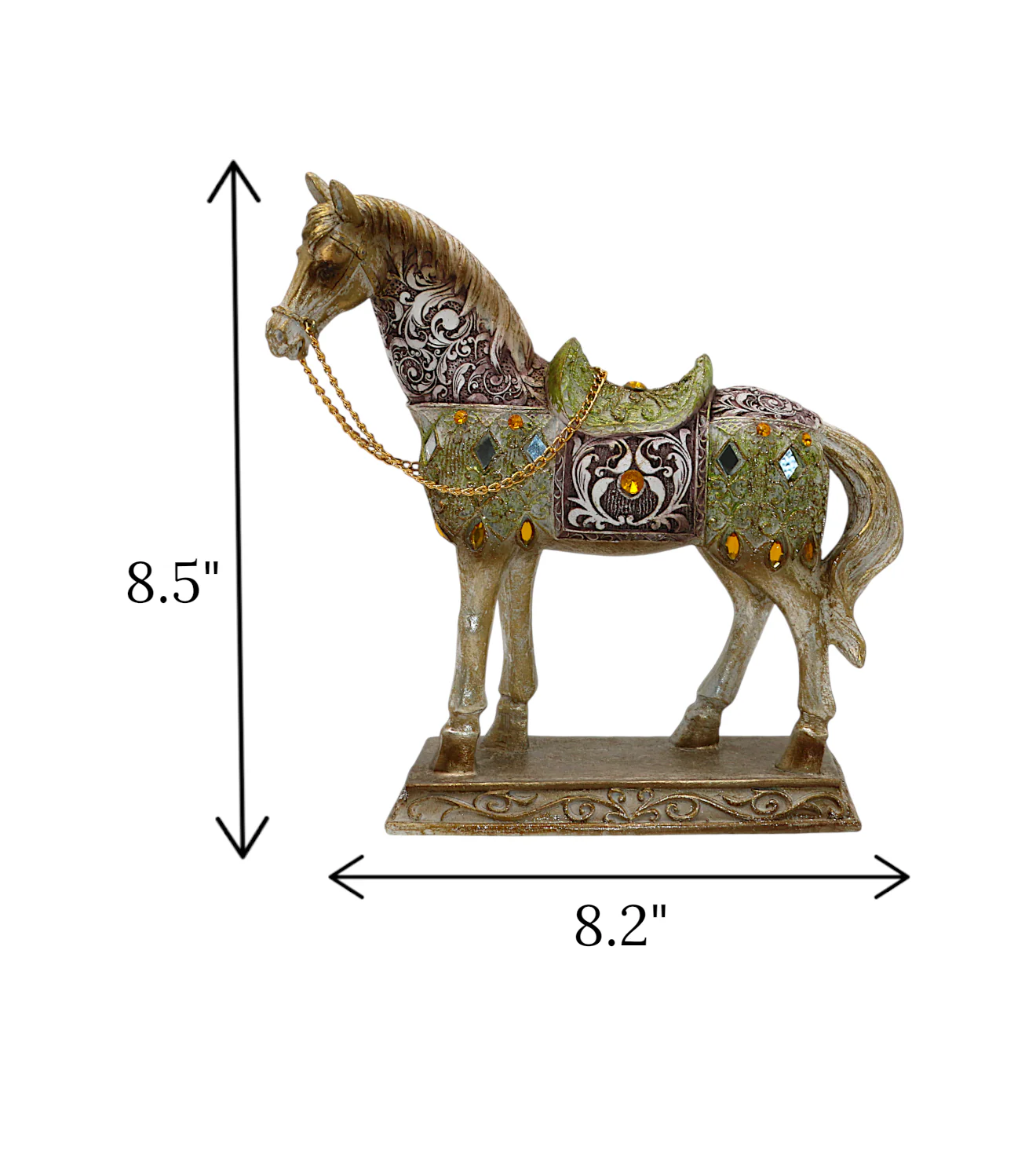 statue horse with chain standing multi small china 8.5x8.2 - Image 2