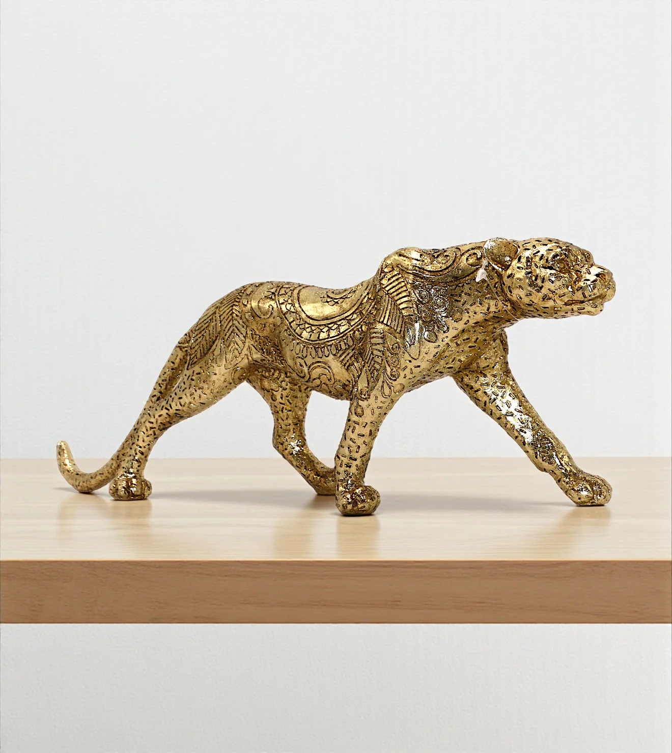 statue leopard ceramic sitting golden china op3-11