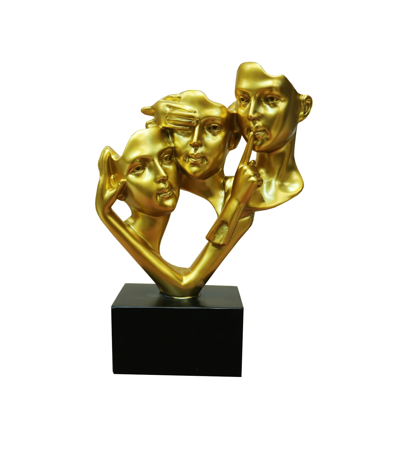 statue man 3face golden china 1154 - Image 2