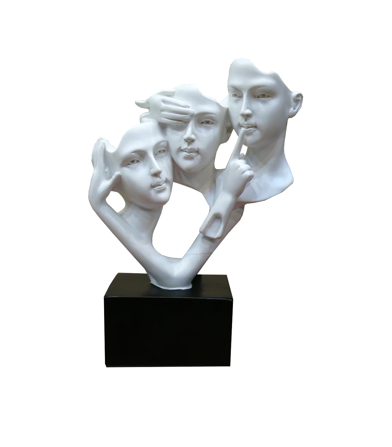 statue man 3face white china 1154 - Image 2