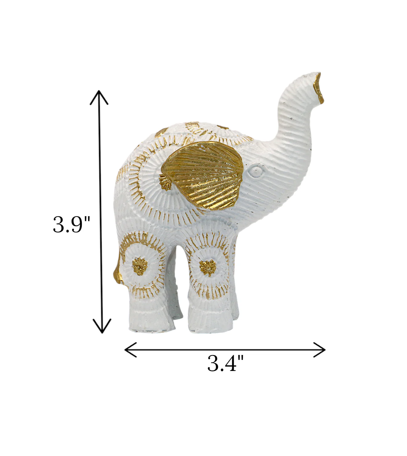statue mini elephant sun up white & golden china 3.9x3.4 - Image 2