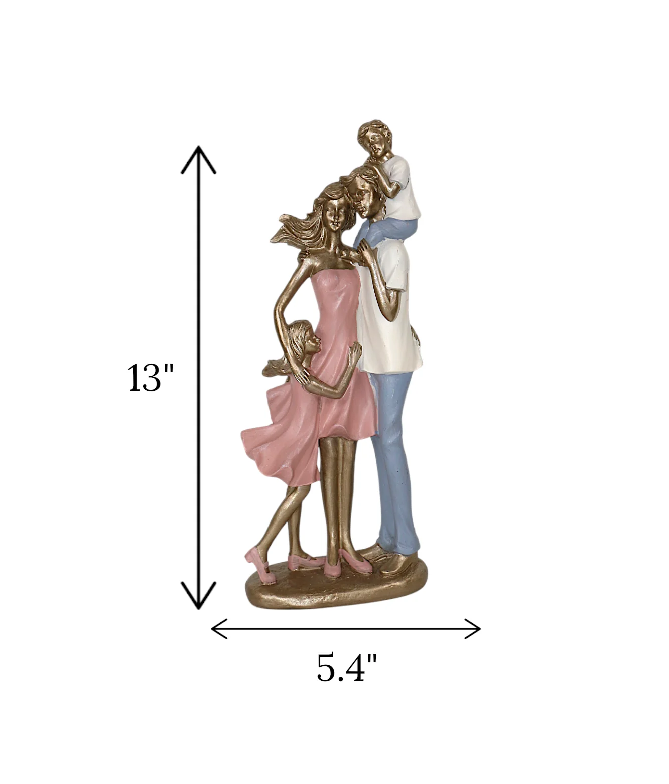 statue mom dad with two childern china 13x5.4 - Image 2