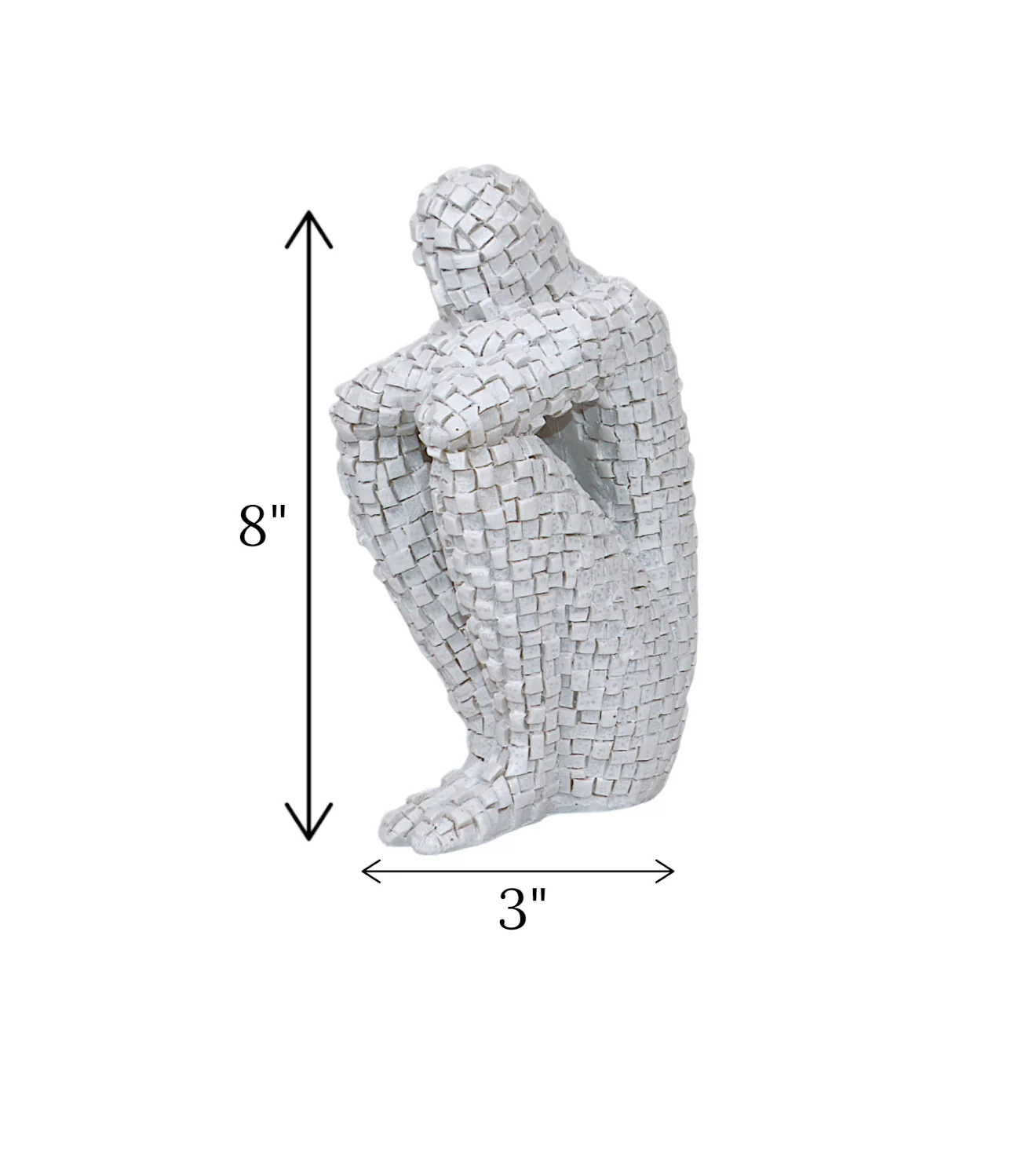 statue mosaic thinker white china "8x3" - Image 2