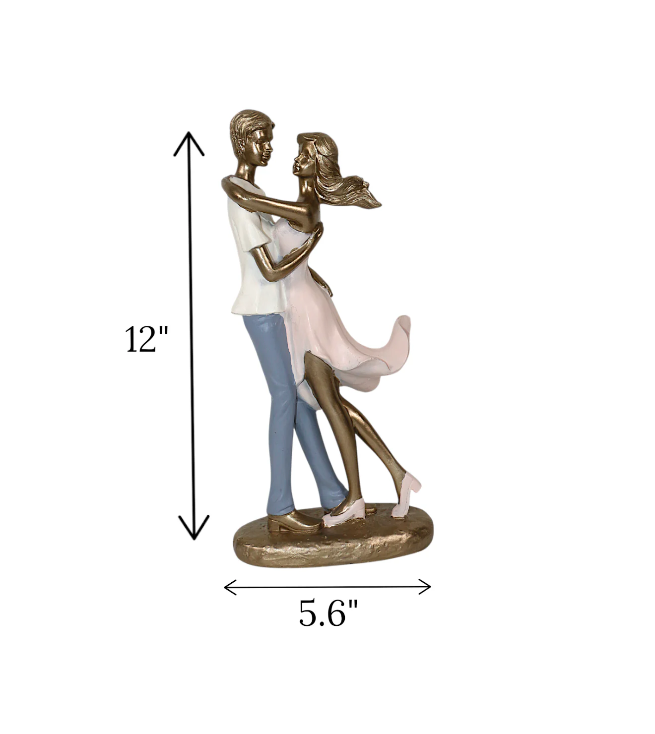 statue romantic couple dancing antique china 12x5.6 - Image 2