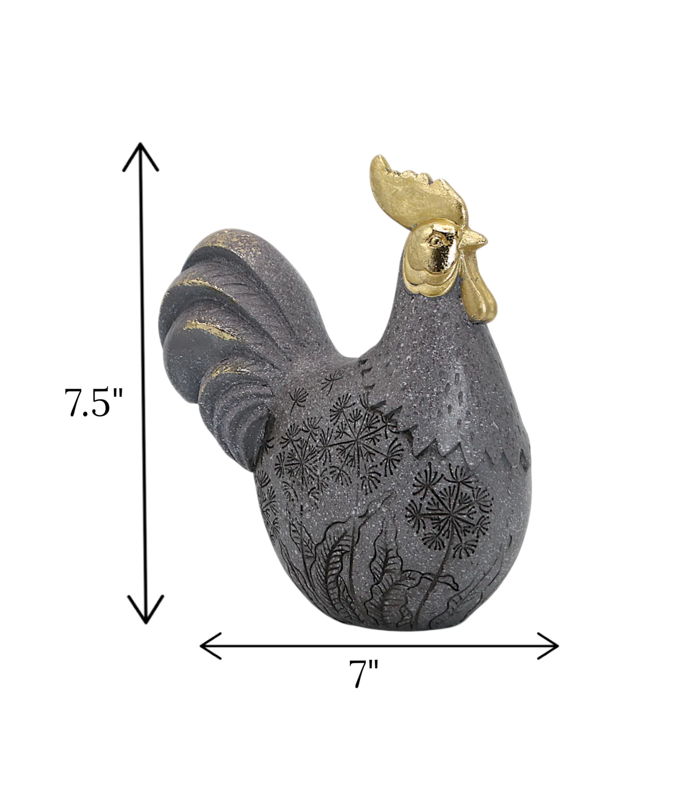 statue rooster gray & golden china 7.5"x7" - Image 2