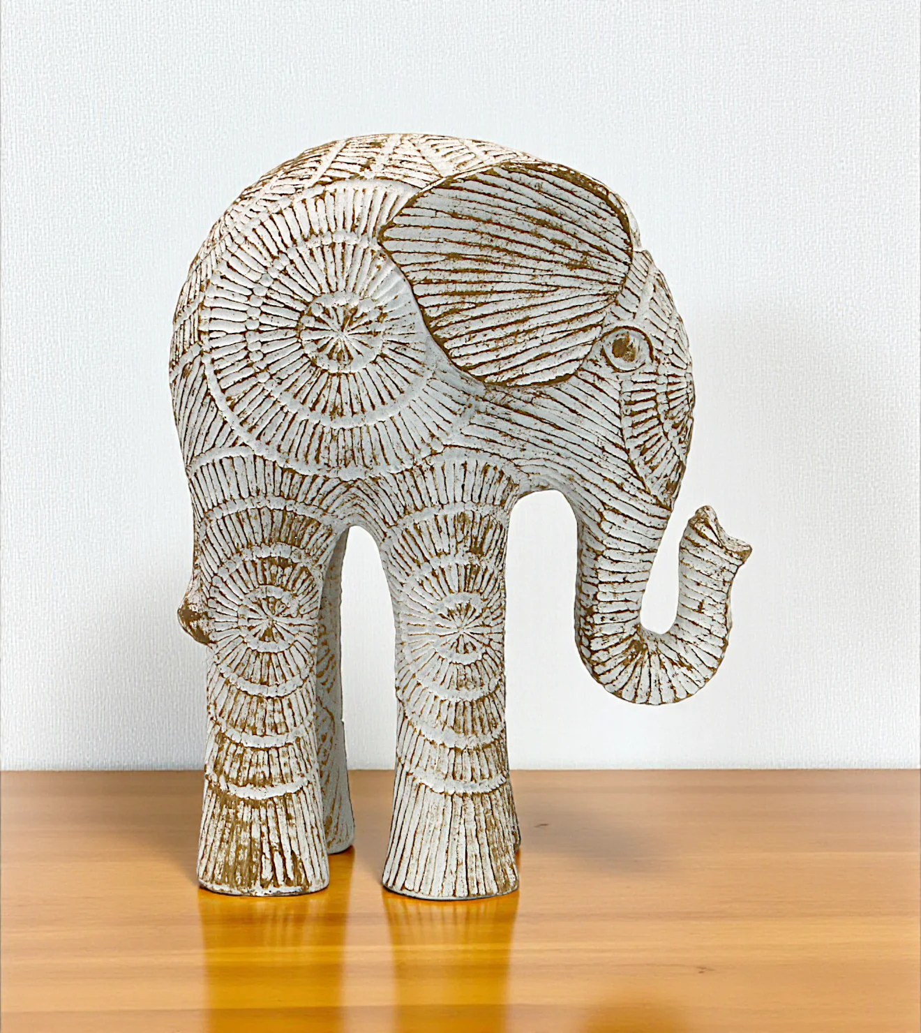 statue textured elephant sun down white medium china 5.6x4.5