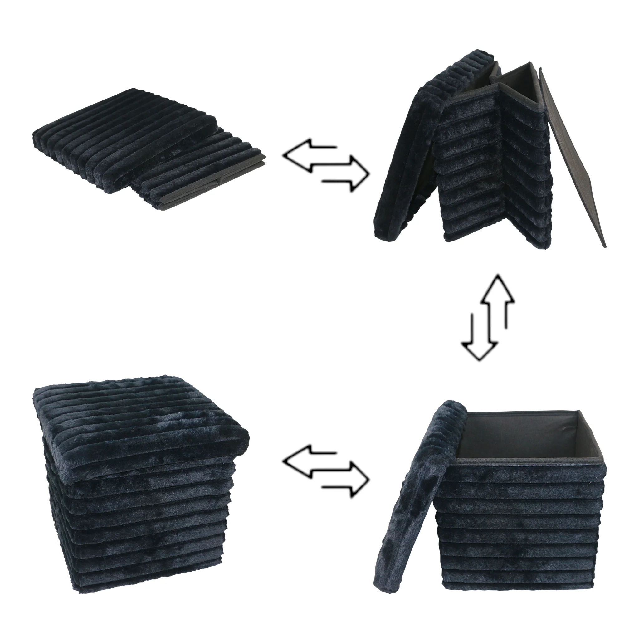 stuff stool square foldable & storage box black - Image 2