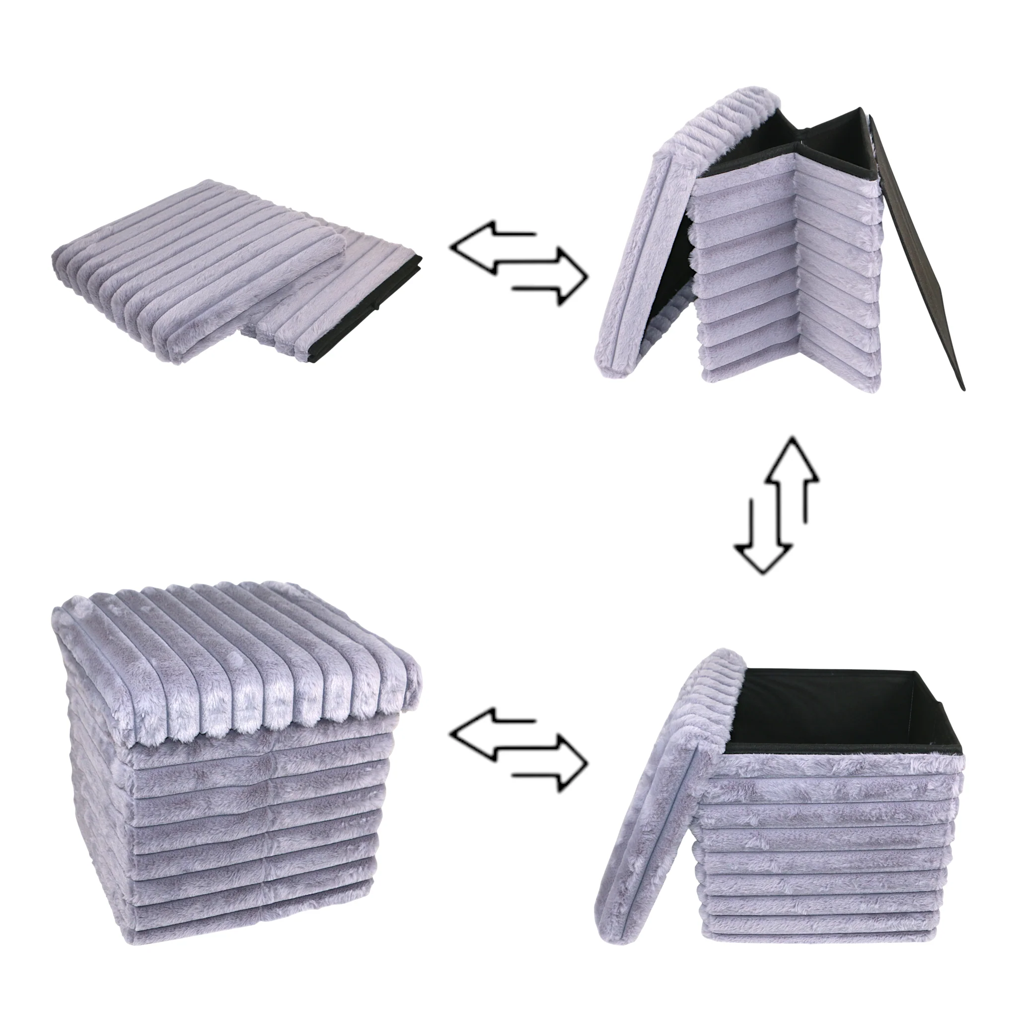 stuff stool square foldable & storage box grey - Image 2