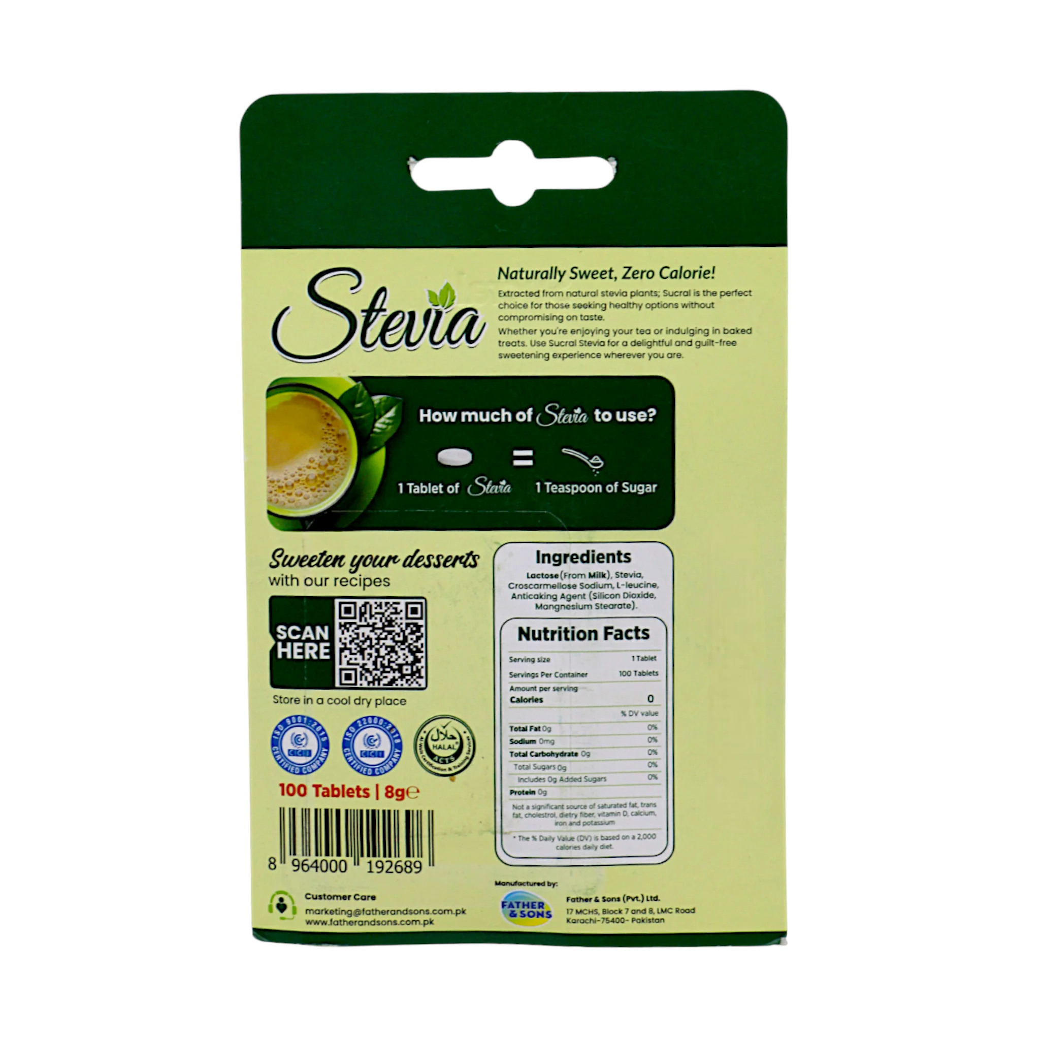sucral stevia sweetener 100 tablets - Image 2