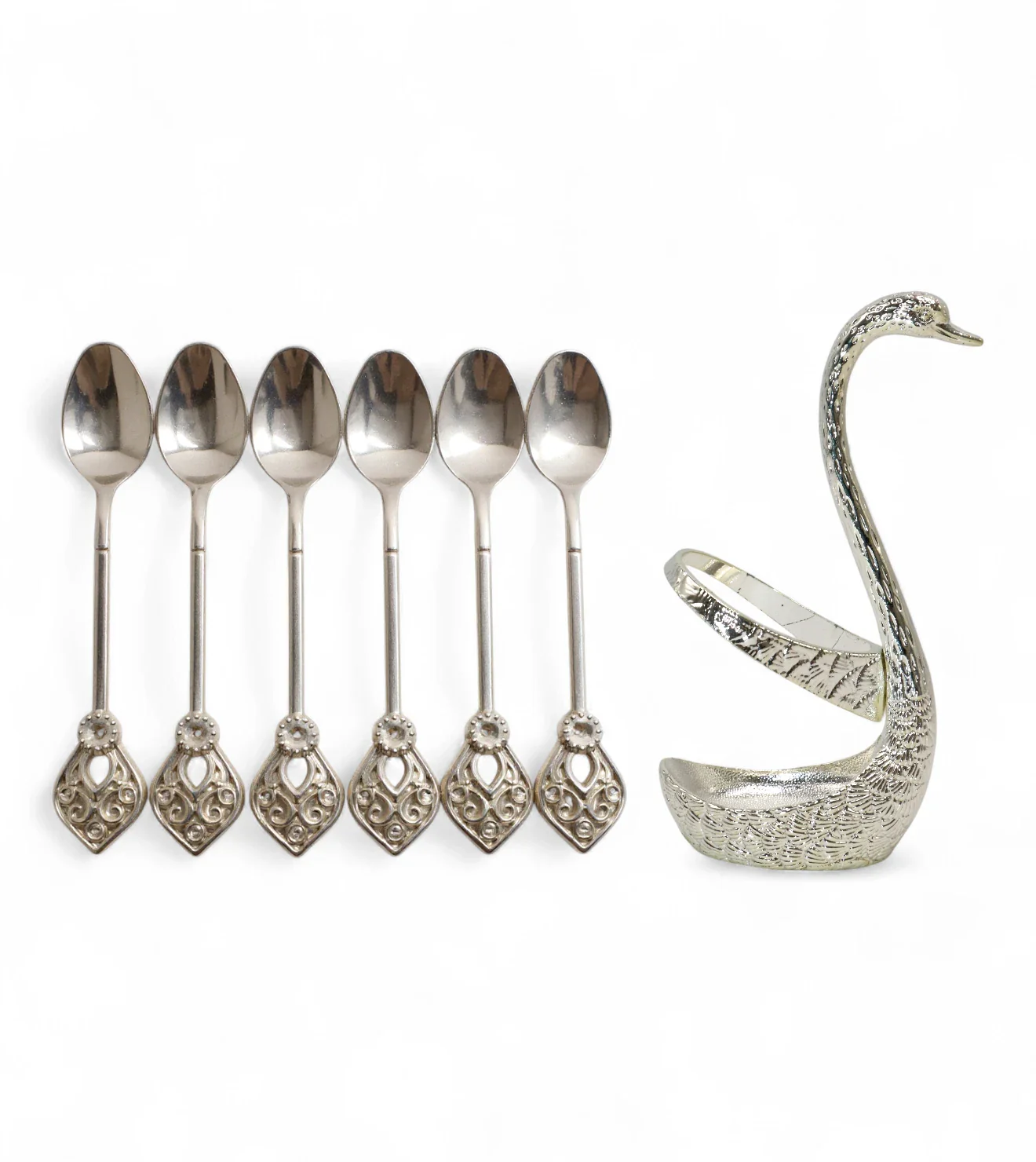 swan spoon set 6pc silver china - Image 2