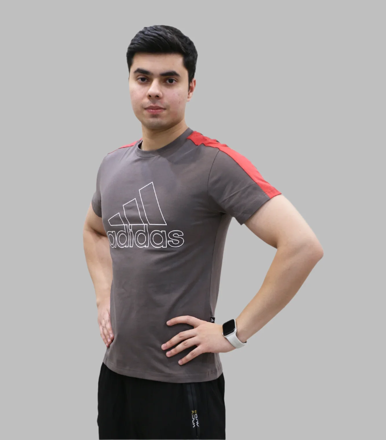 t shirt half sleeve adidas dark grey 3006 - Image 2
