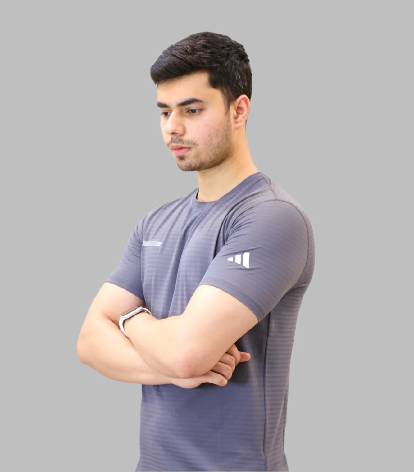 t shirt half sleeve adidas dark grey 6623 - Image 2