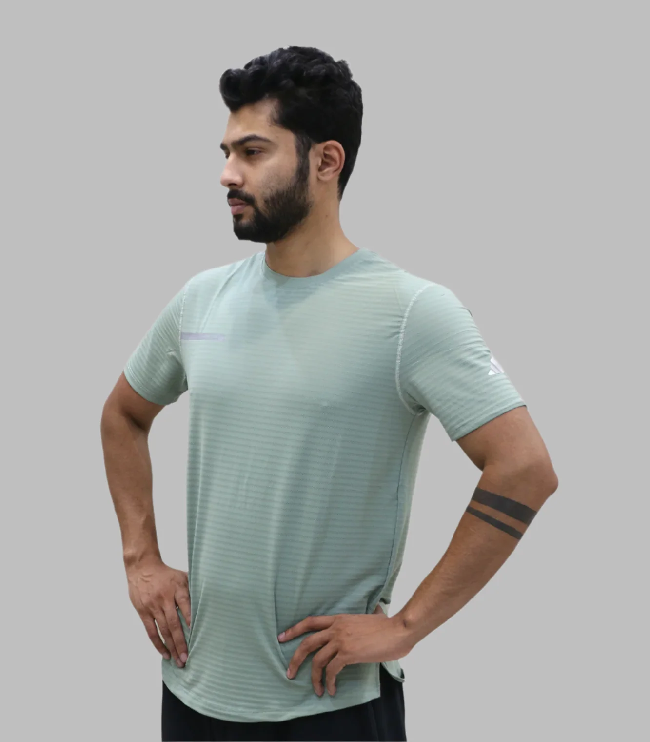 t shirt half sleeve adidas light green 6623 - Image 2