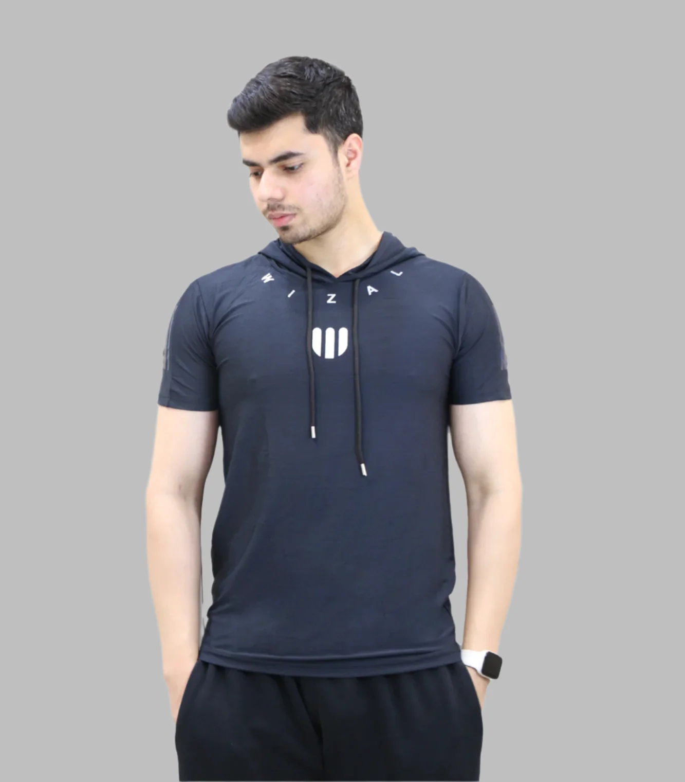 t shirt half sleeve hood wizal grey m001
