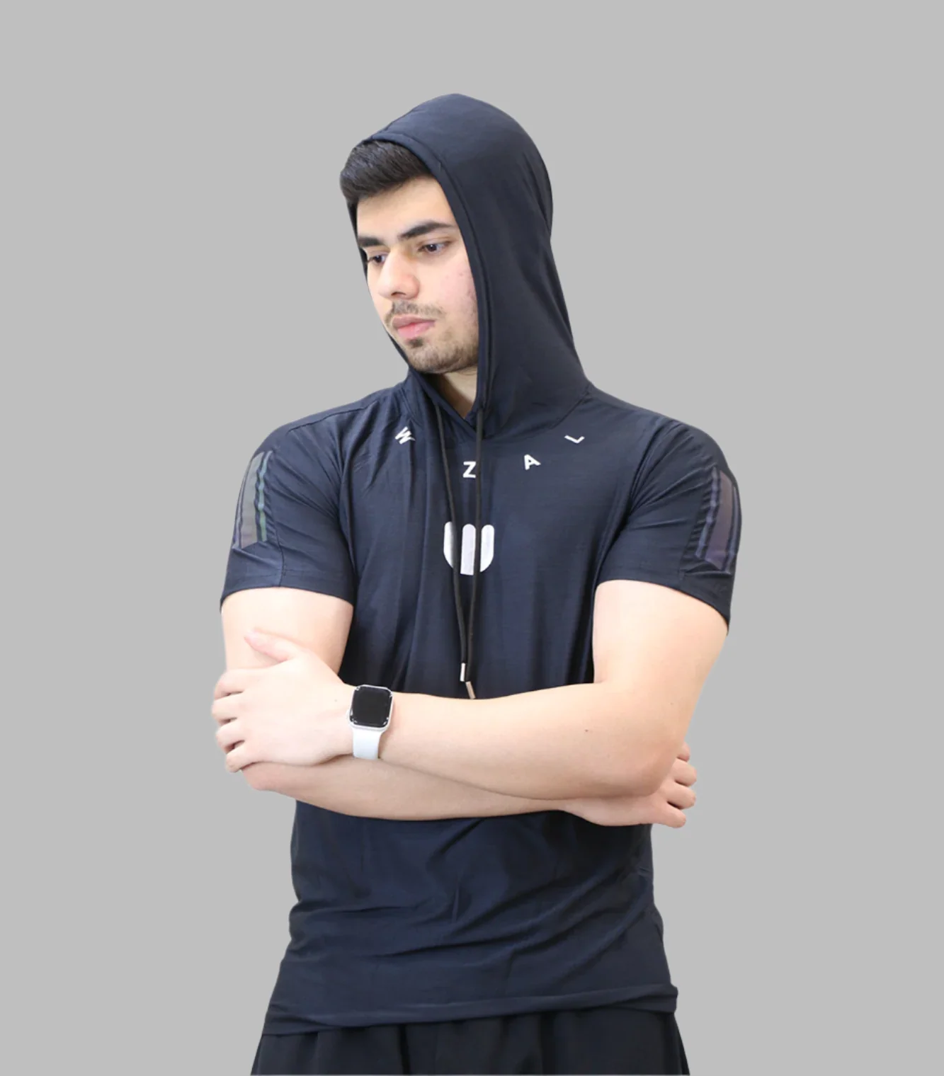 t shirt half sleeve hood wizal grey m001 - Image 2