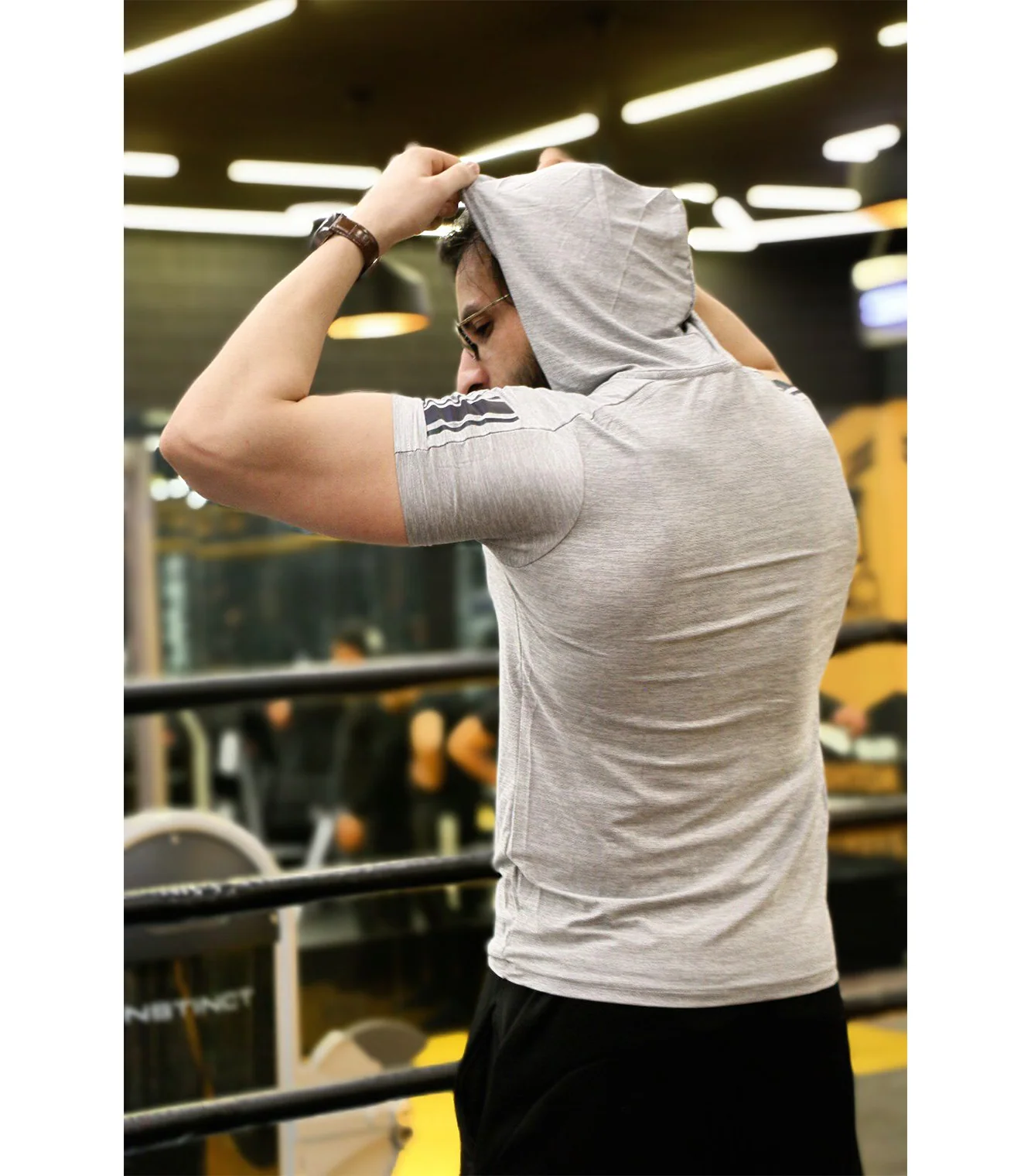 t shirt half sleeve hood wizallight grey m001 - Image 2