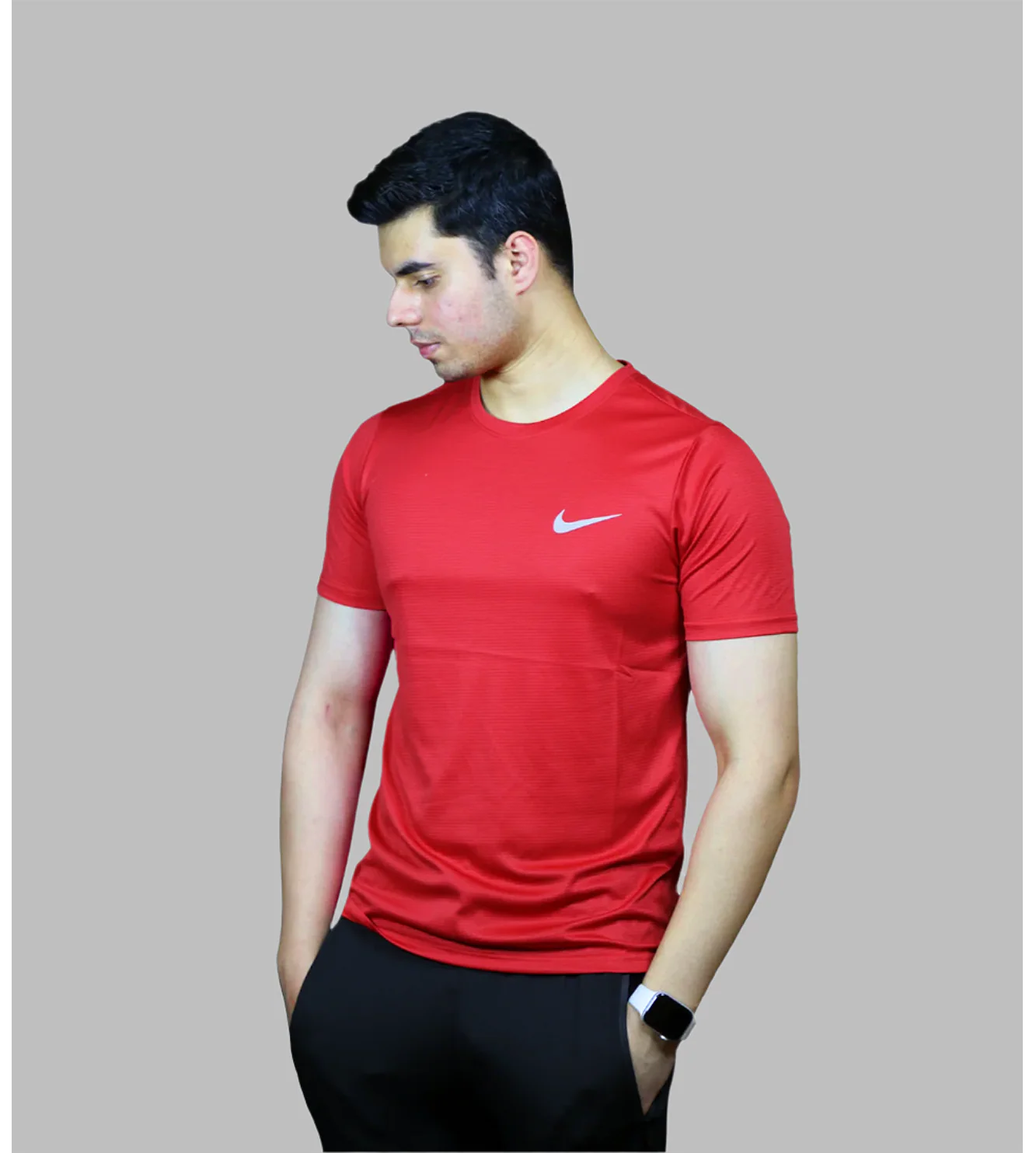 t shirt half sleeves nike red 02 - Image 2