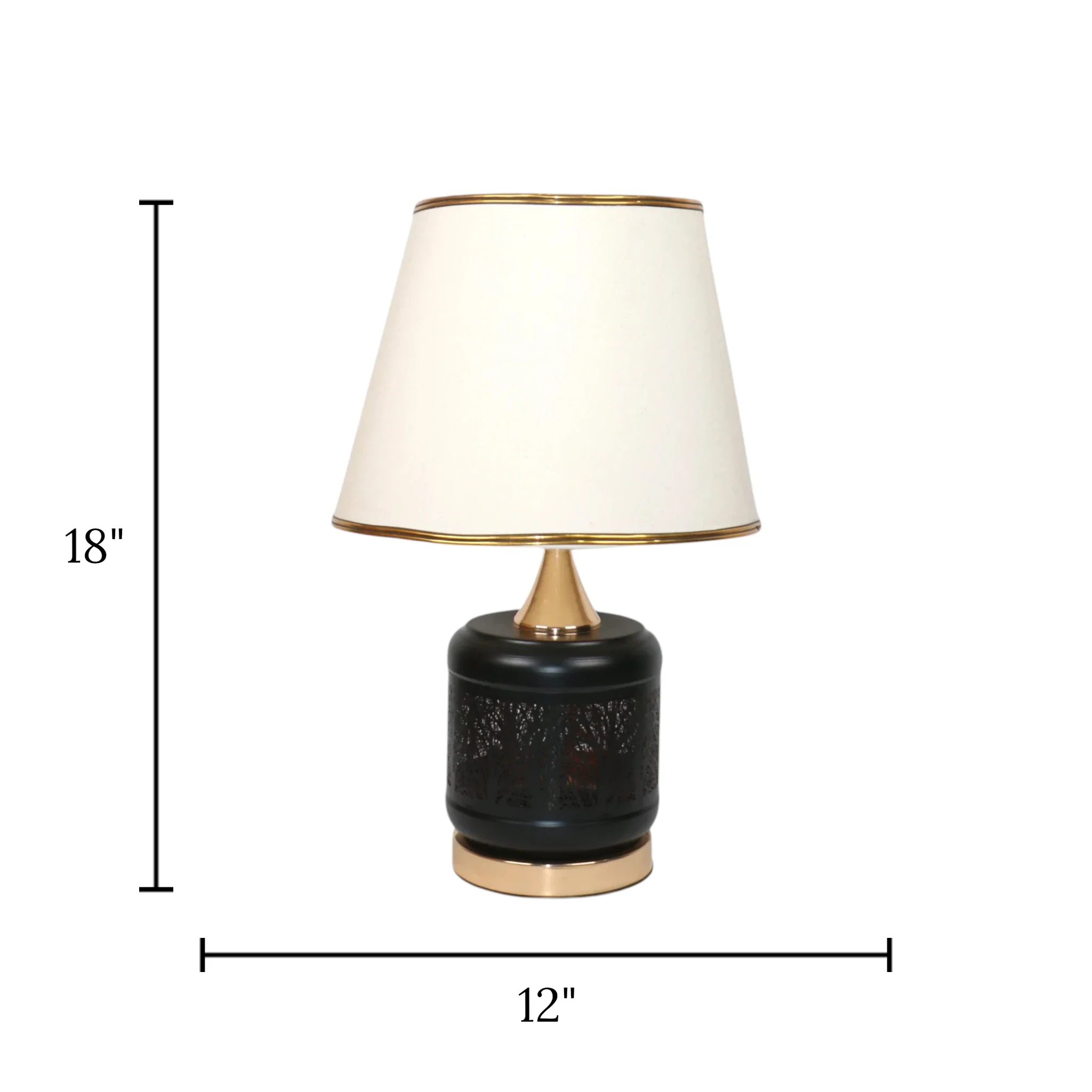 table lamp metal black double light cnc a4 18"x12" - Image 2