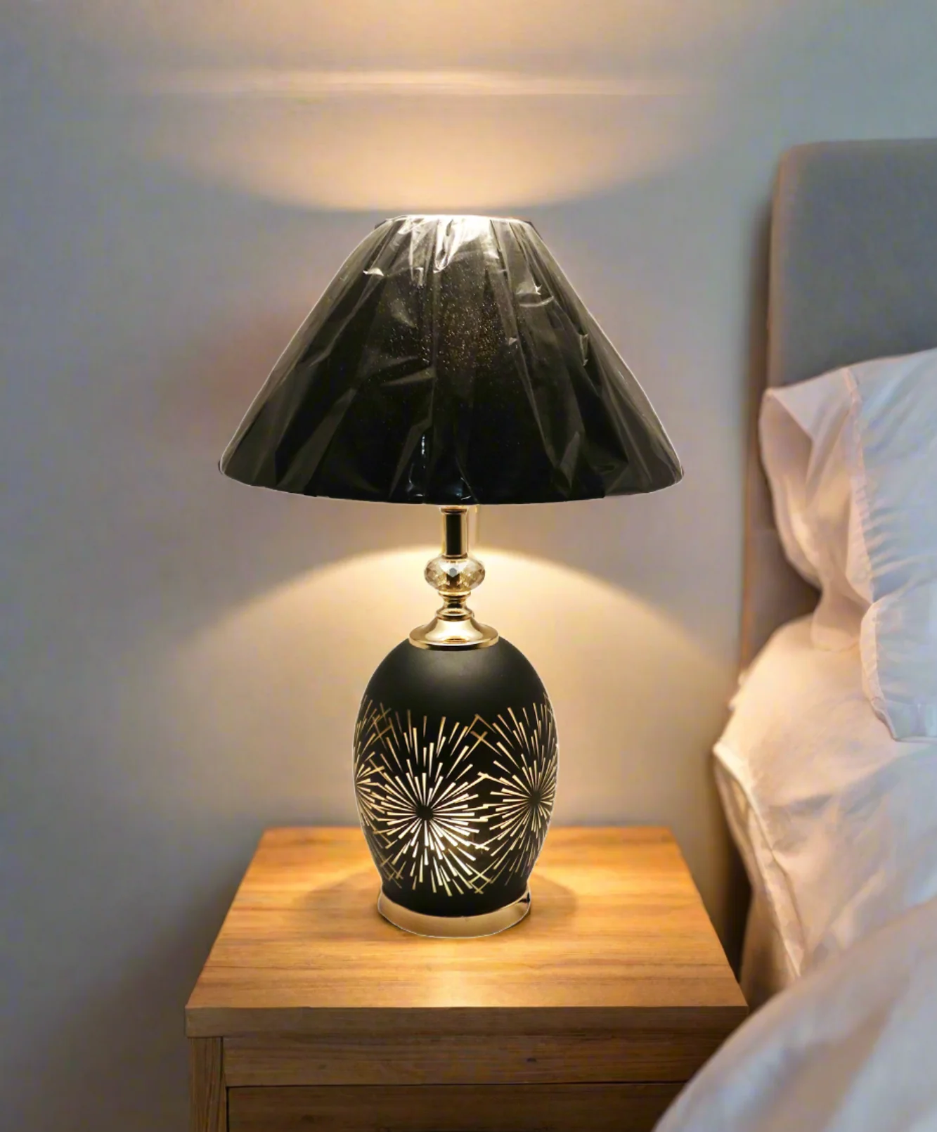 table lamp printed glass double light 22''x14'' china y-112