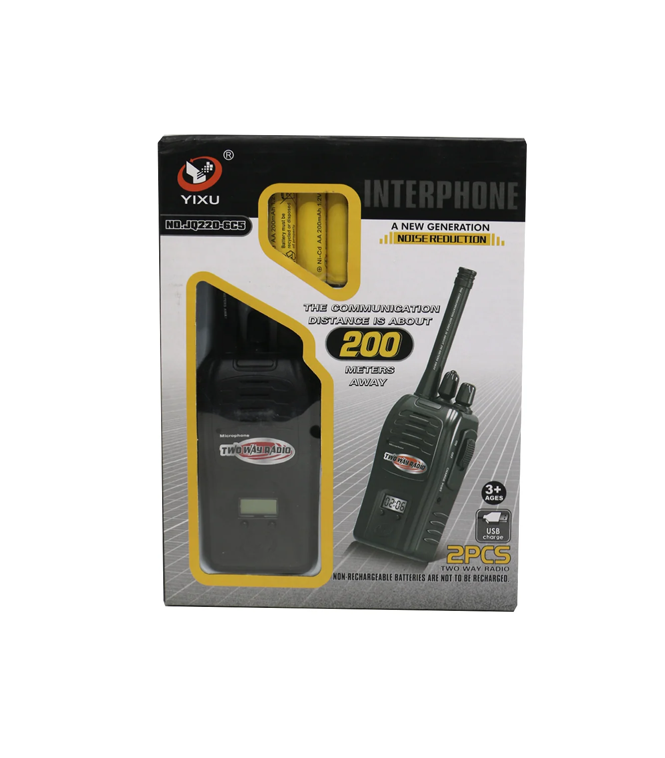 walkie talkie rechargeable 200m range jq220-6c5 - Image 2