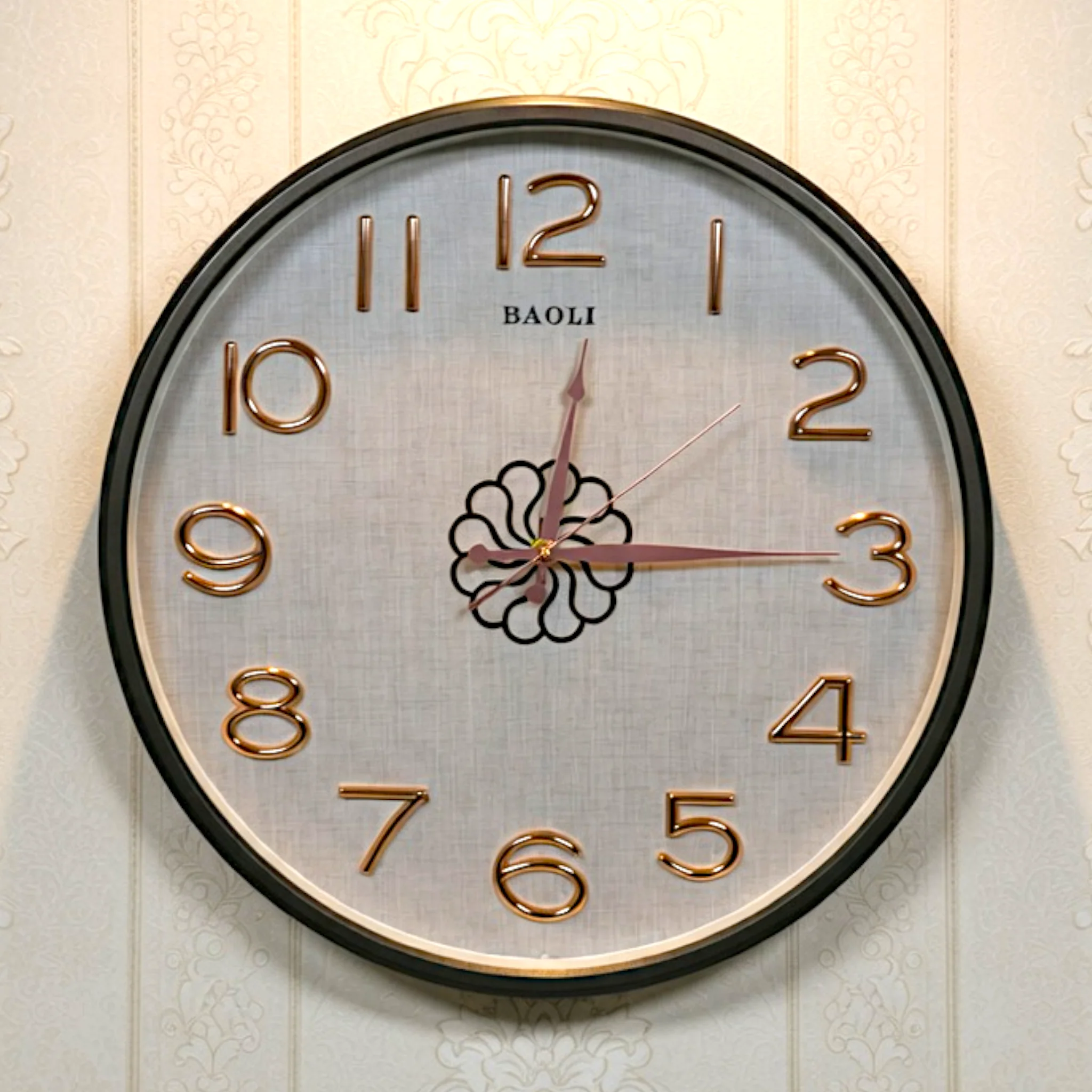 wall clock black 16"x16" china d762