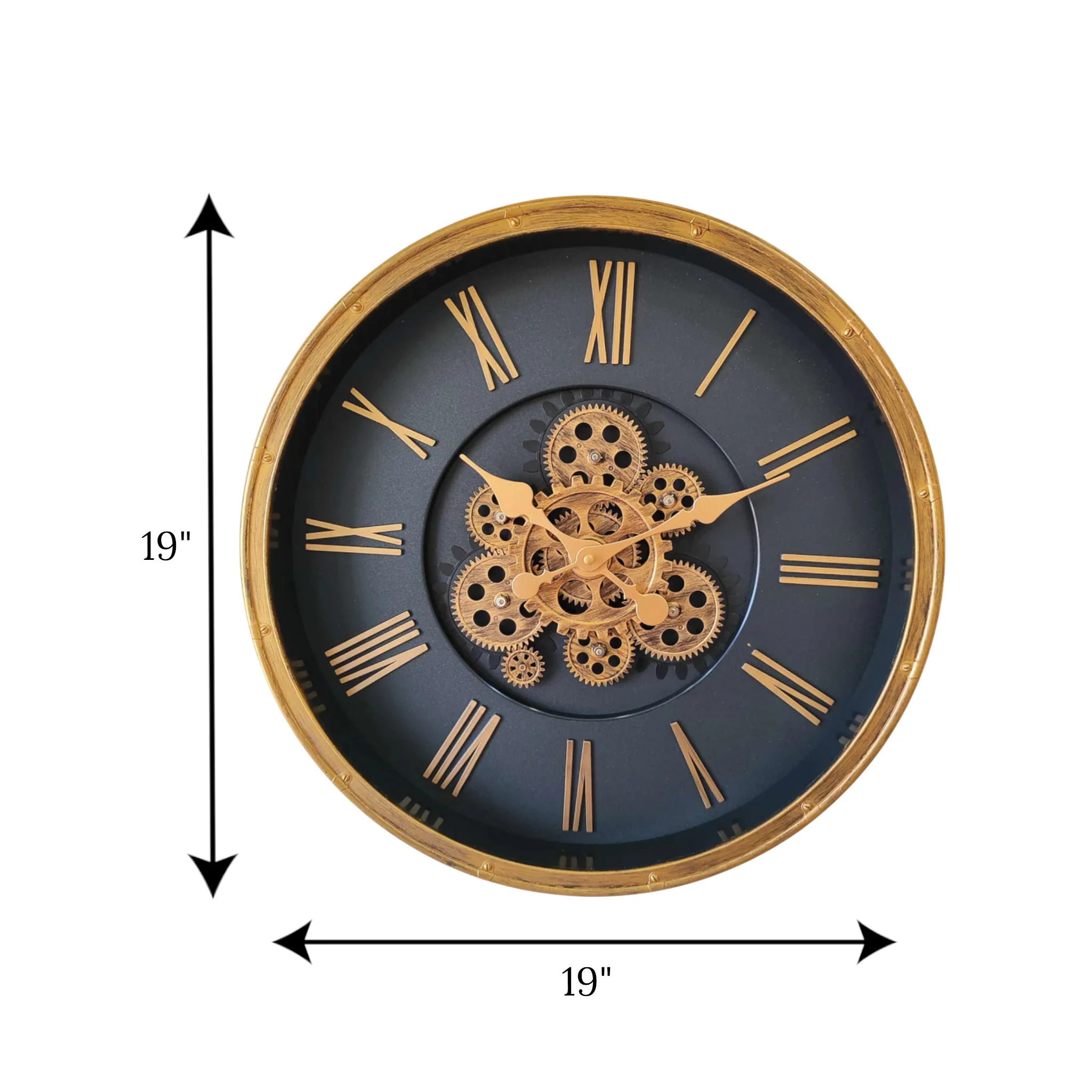wall clock black & golden china 19"x19" - Image 2