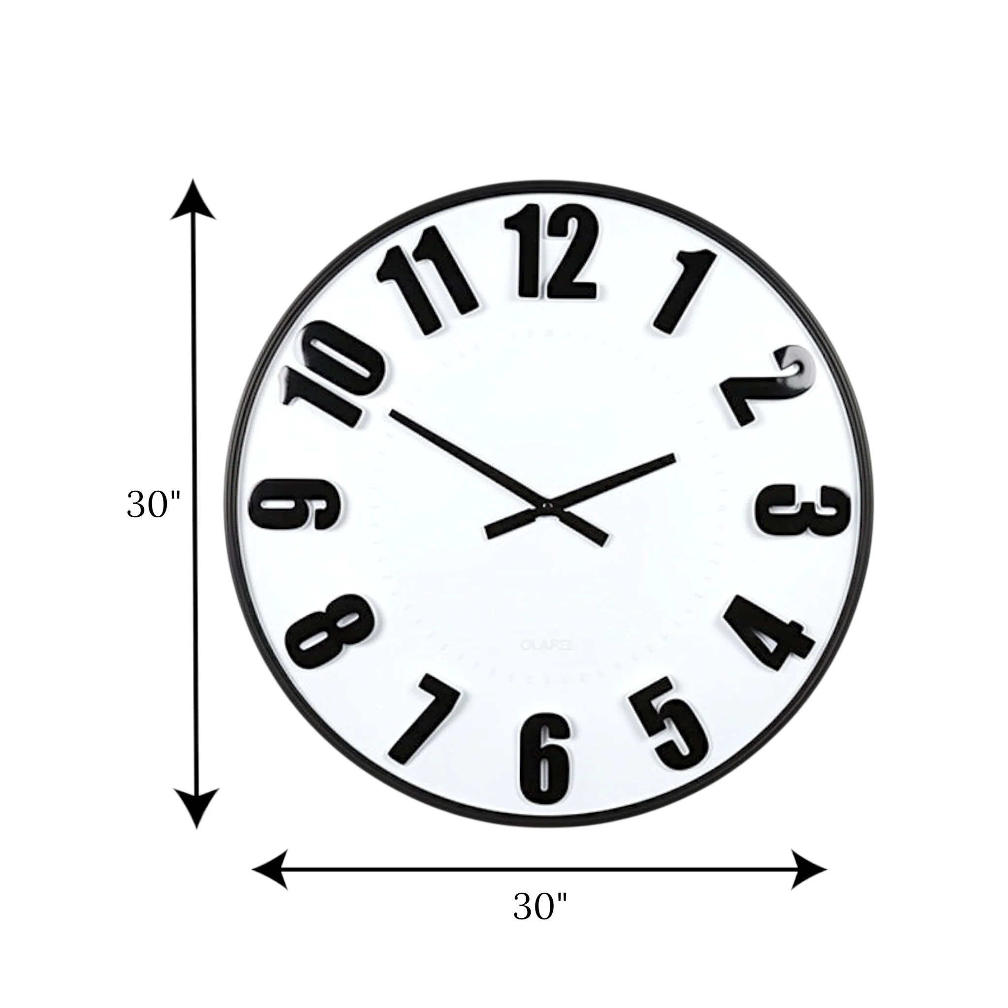 wall clock black large 30x30 china - Image 2