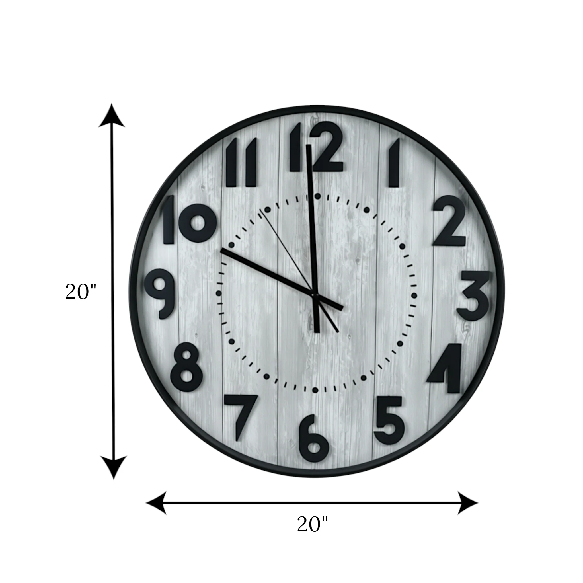 wall clock black with l.grey wood texture large china 20"x20" - Image 2