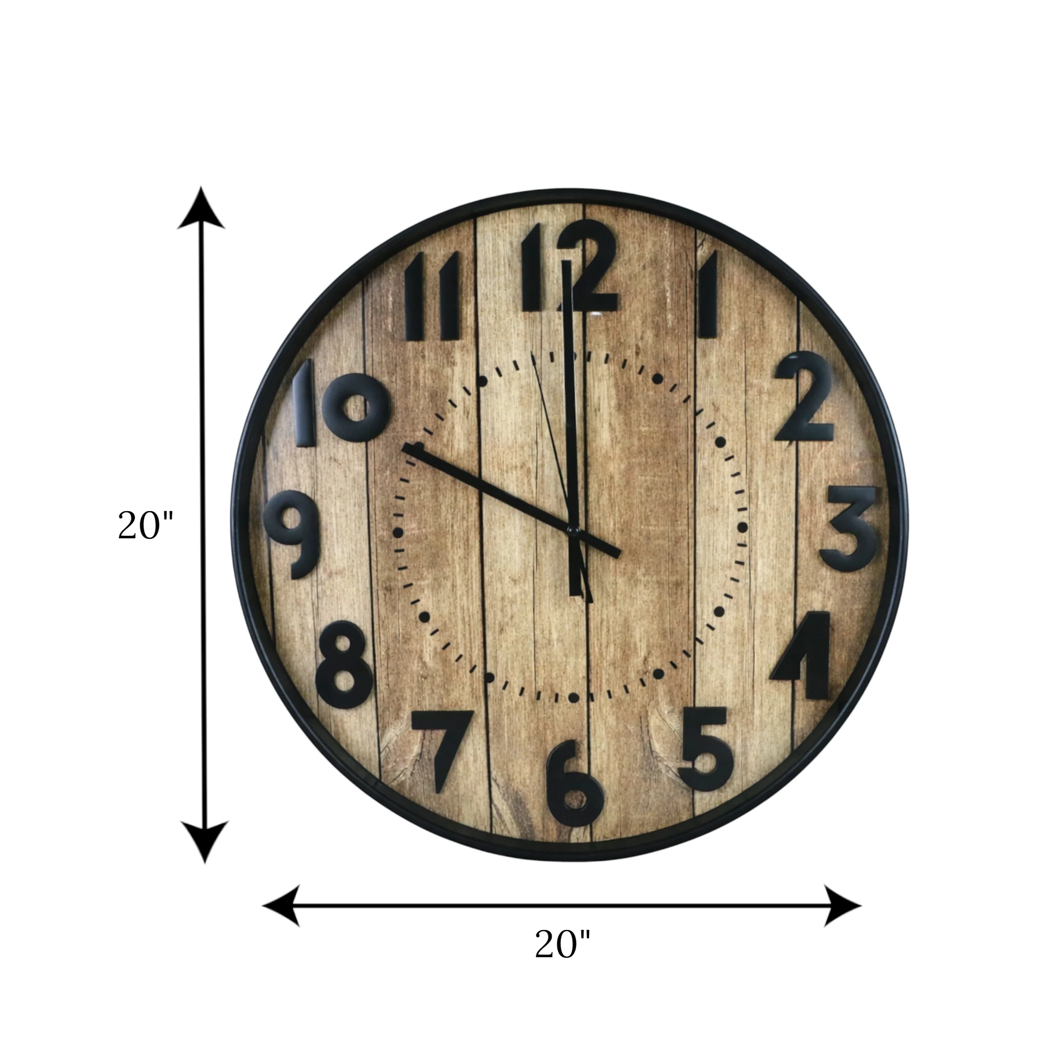 wall clock black with d.wood texture large china 20"x20" - Image 2