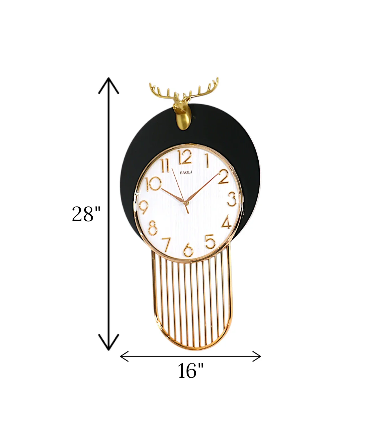 wall clock black with deer china - Image 2