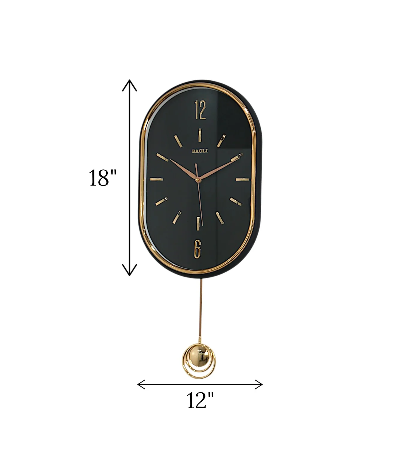 wall clock black with pendulum china - Image 2