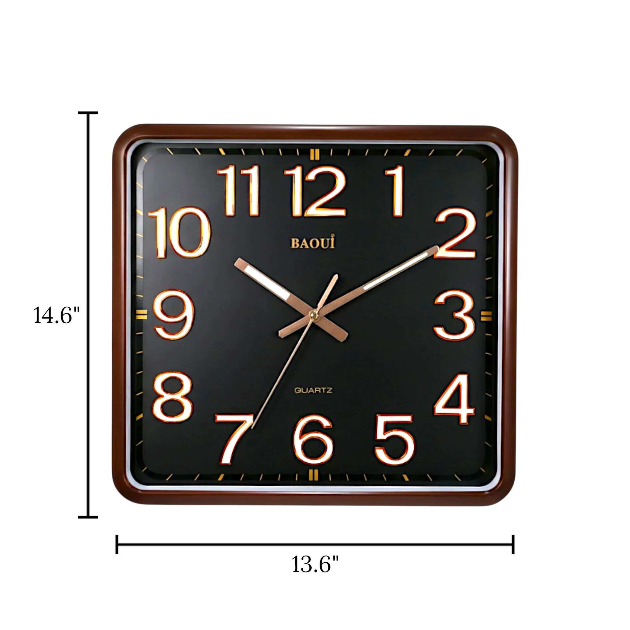 wall clock brown black china 14.6"x13.6" - Image 2