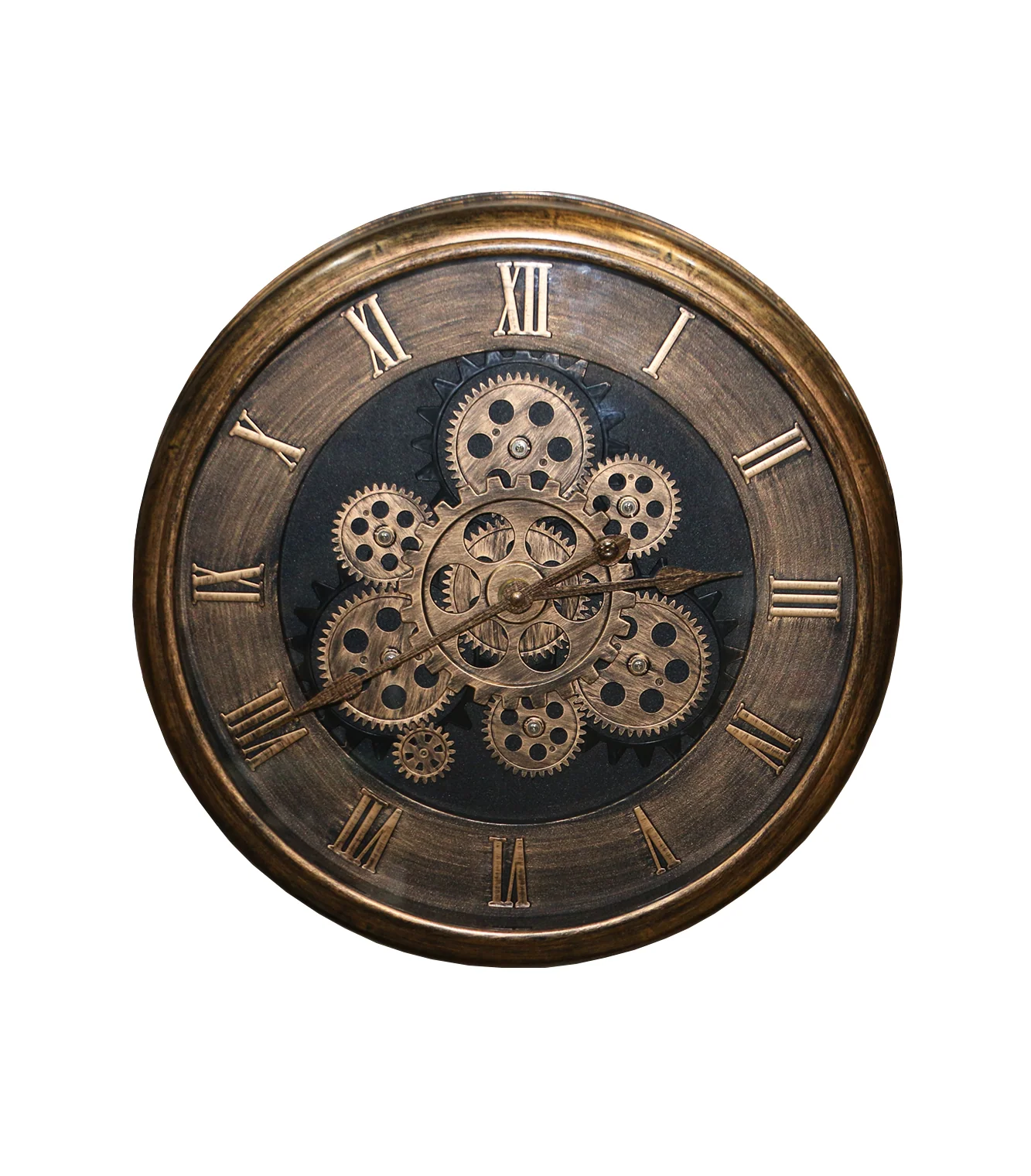 wall clock moving gear golden antique china 15"x15" - Image 2