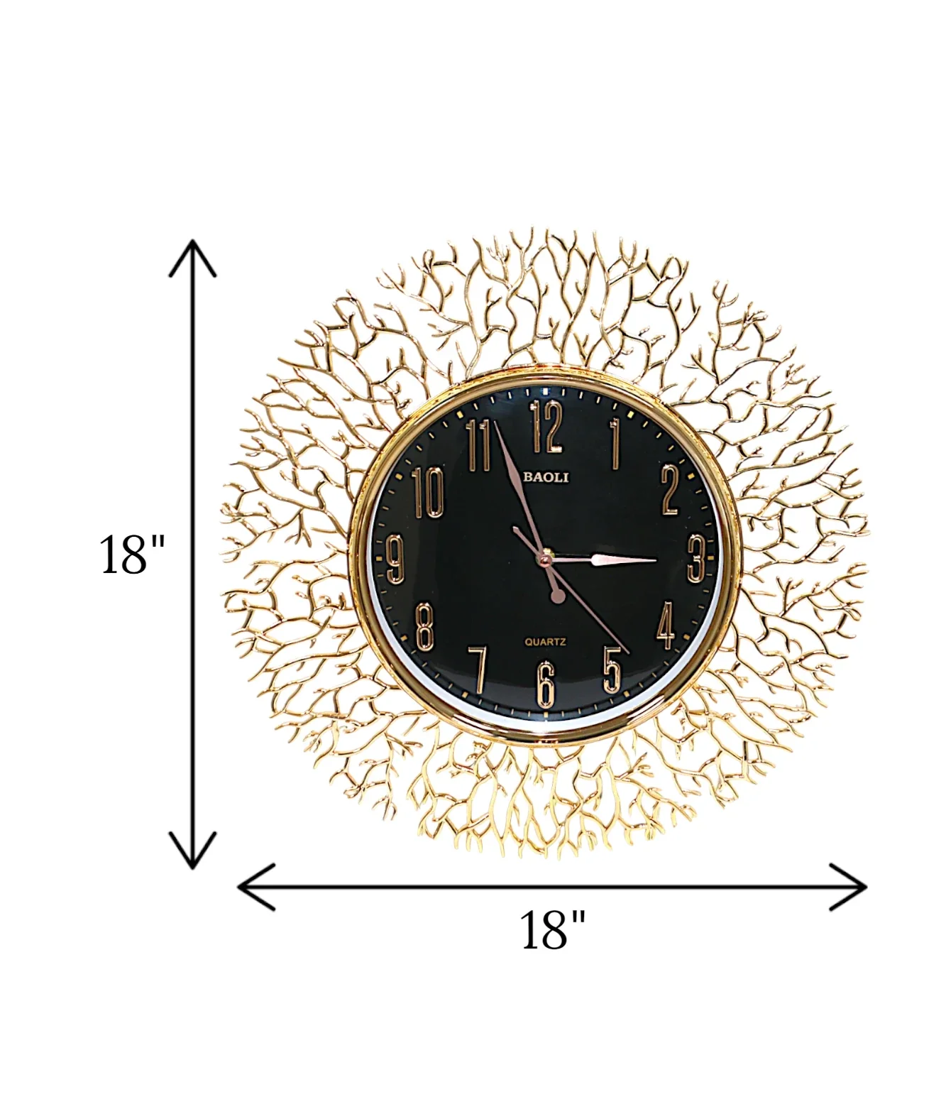 wall clock coral tree black & golden china "18x18" - Image 2