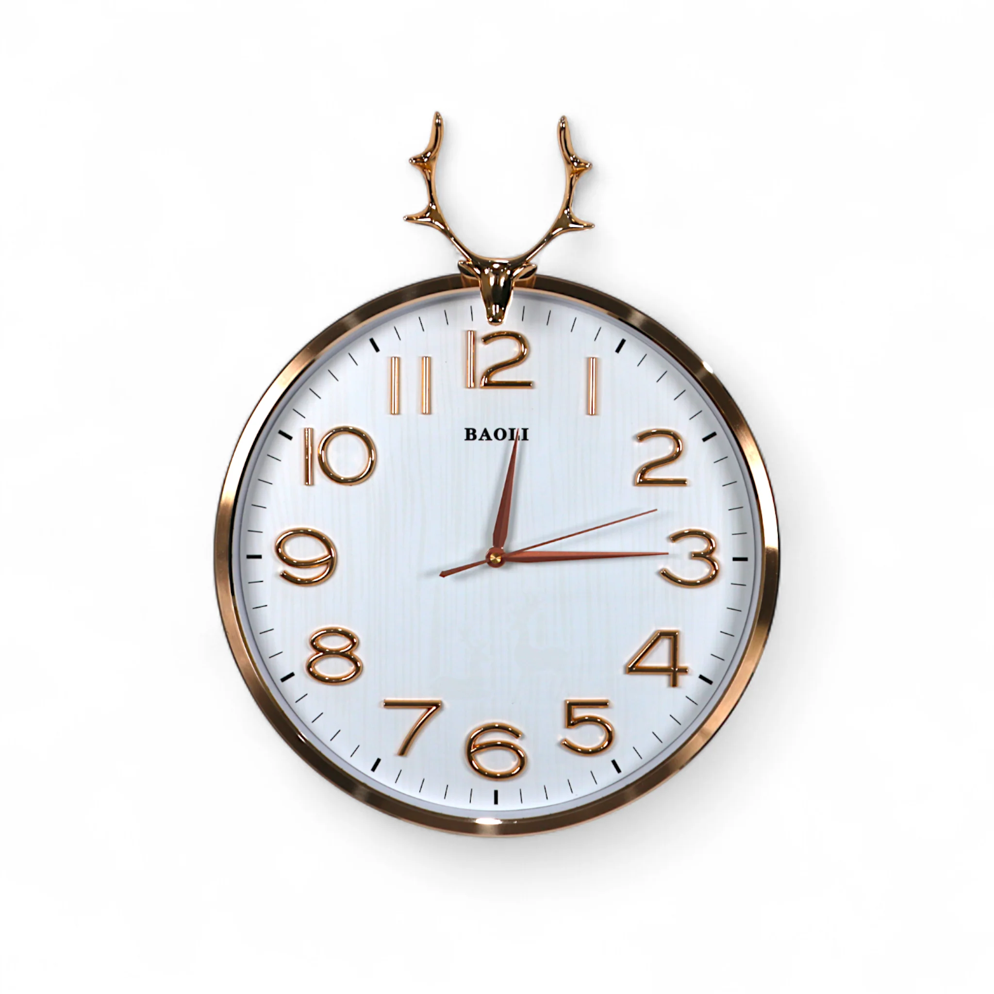 wall clock deer white 18"x14" china