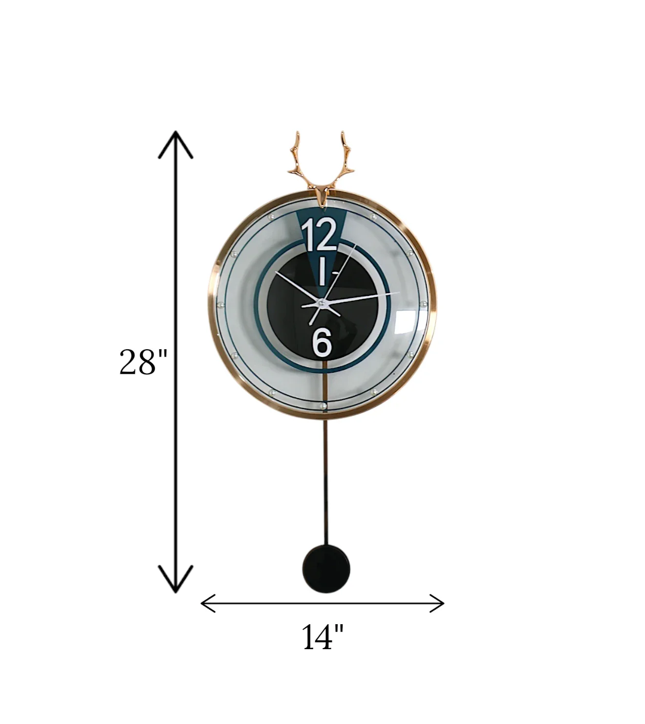 wall clock deer with pendulum blue china - Image 2