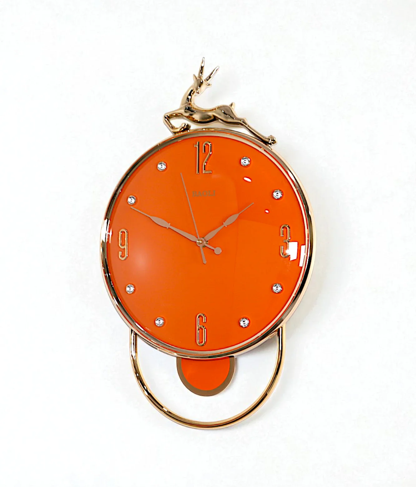 wall clock deer with pendulum orange 20"x13" china
