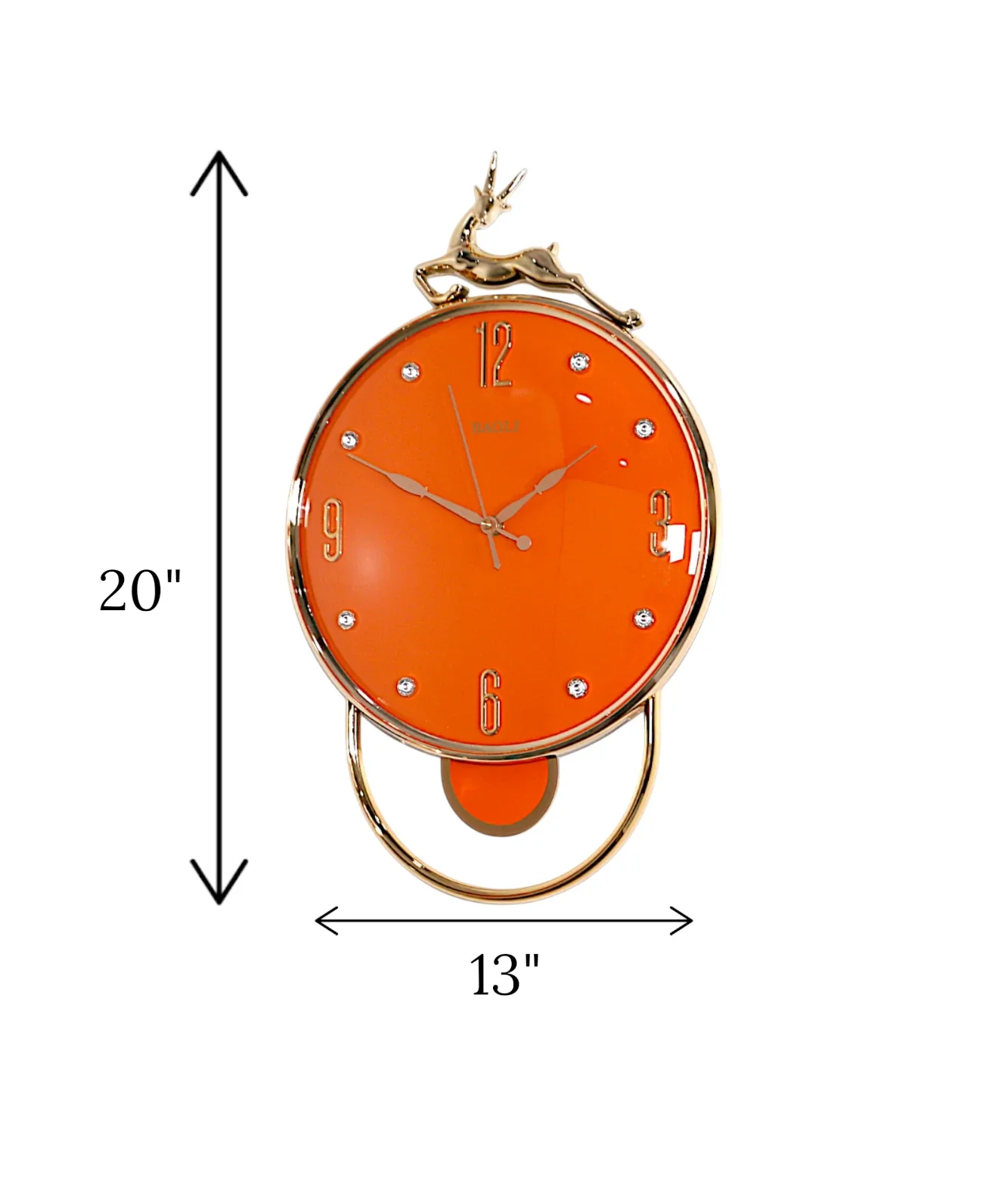 wall clock deer with pendulum orange 20"x13" china - Image 2