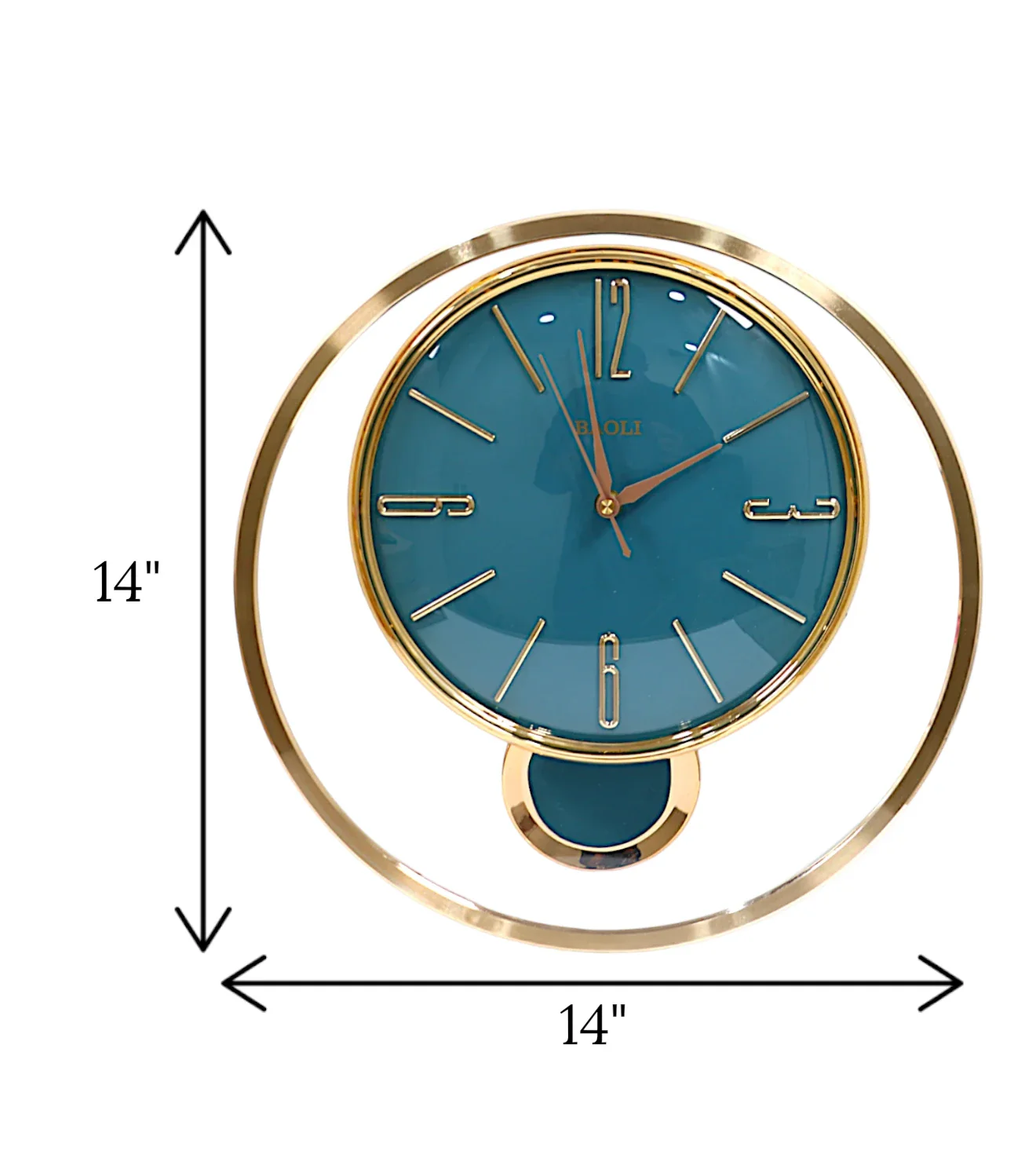 wall clock gold blue with pendulum china - Image 2