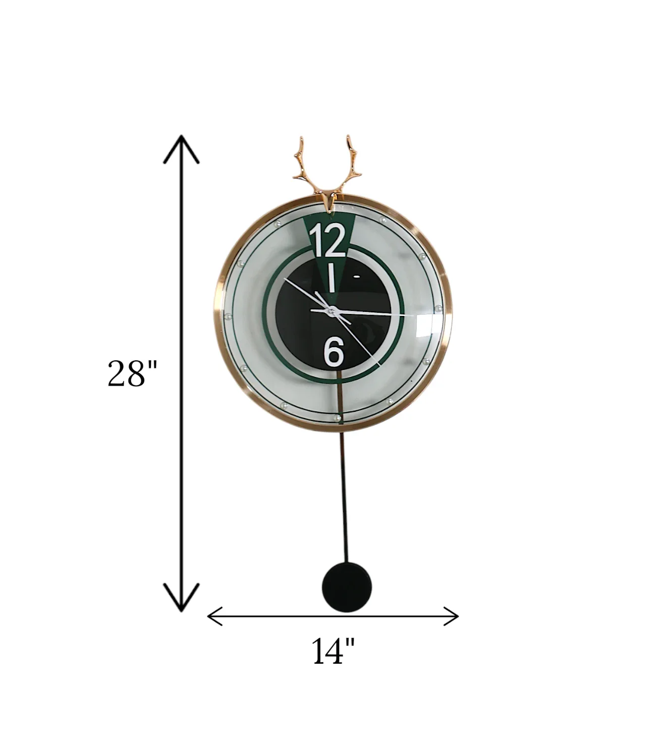 wall clock gold green pendulum china - Image 2