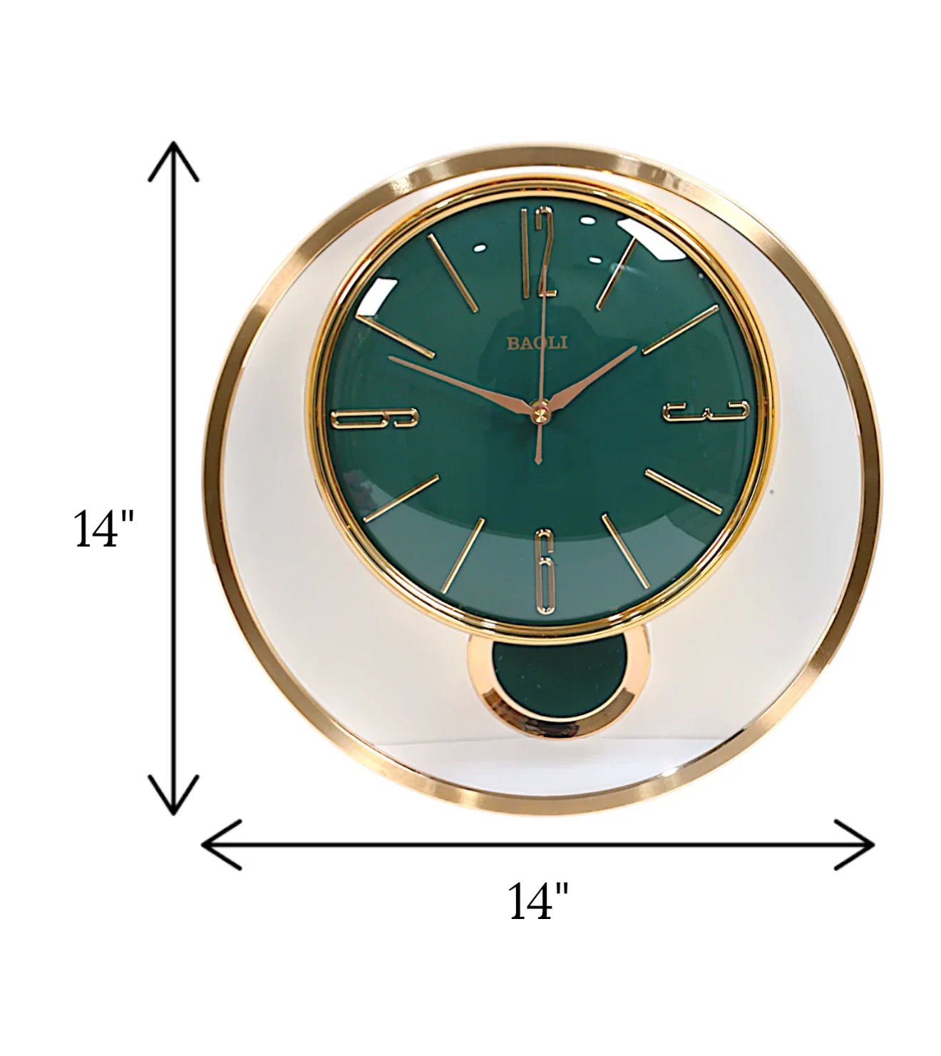 wall clock gold green with pendulum china - Image 2